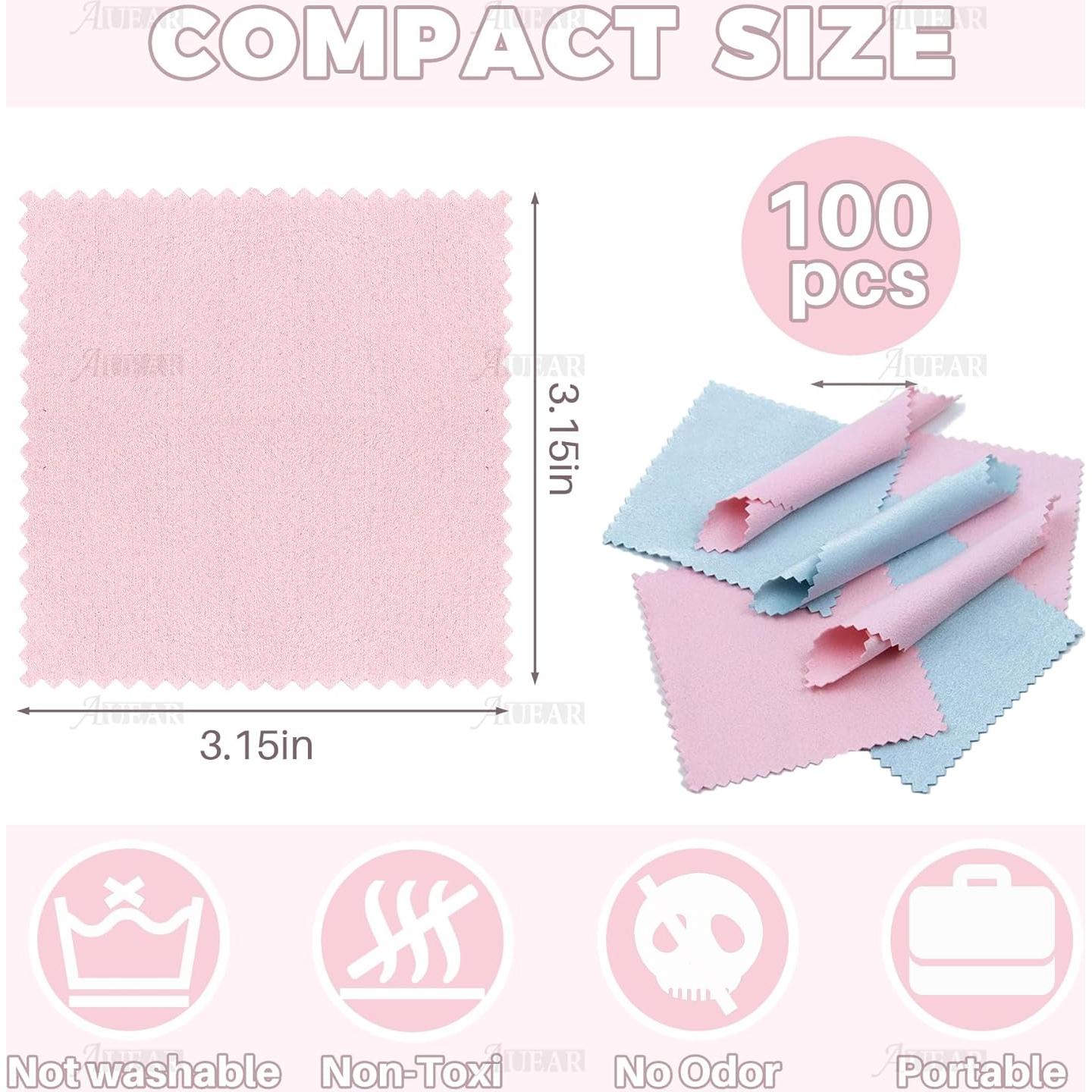 Paquete de 100 Paños de Limpieza AUEAR 8x8cm para Joyas