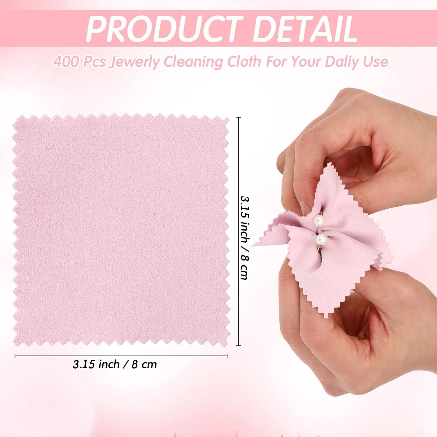 Paños de Limpieza de Joyería Tessco 400 Pcs 8x8 cm Rosa