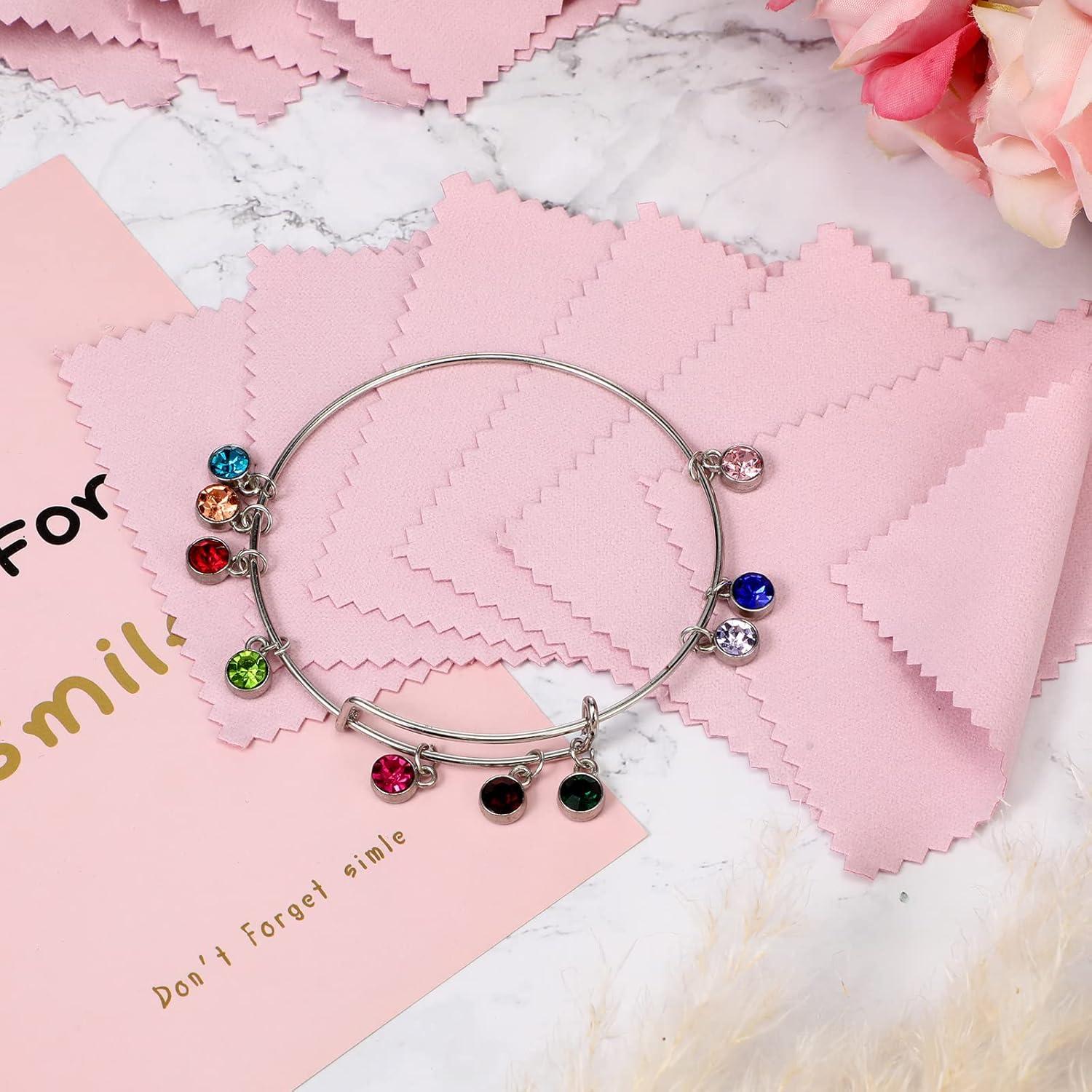 Paños de Limpieza de Joyería Tessco 400 Pcs 8x8 cm Rosa