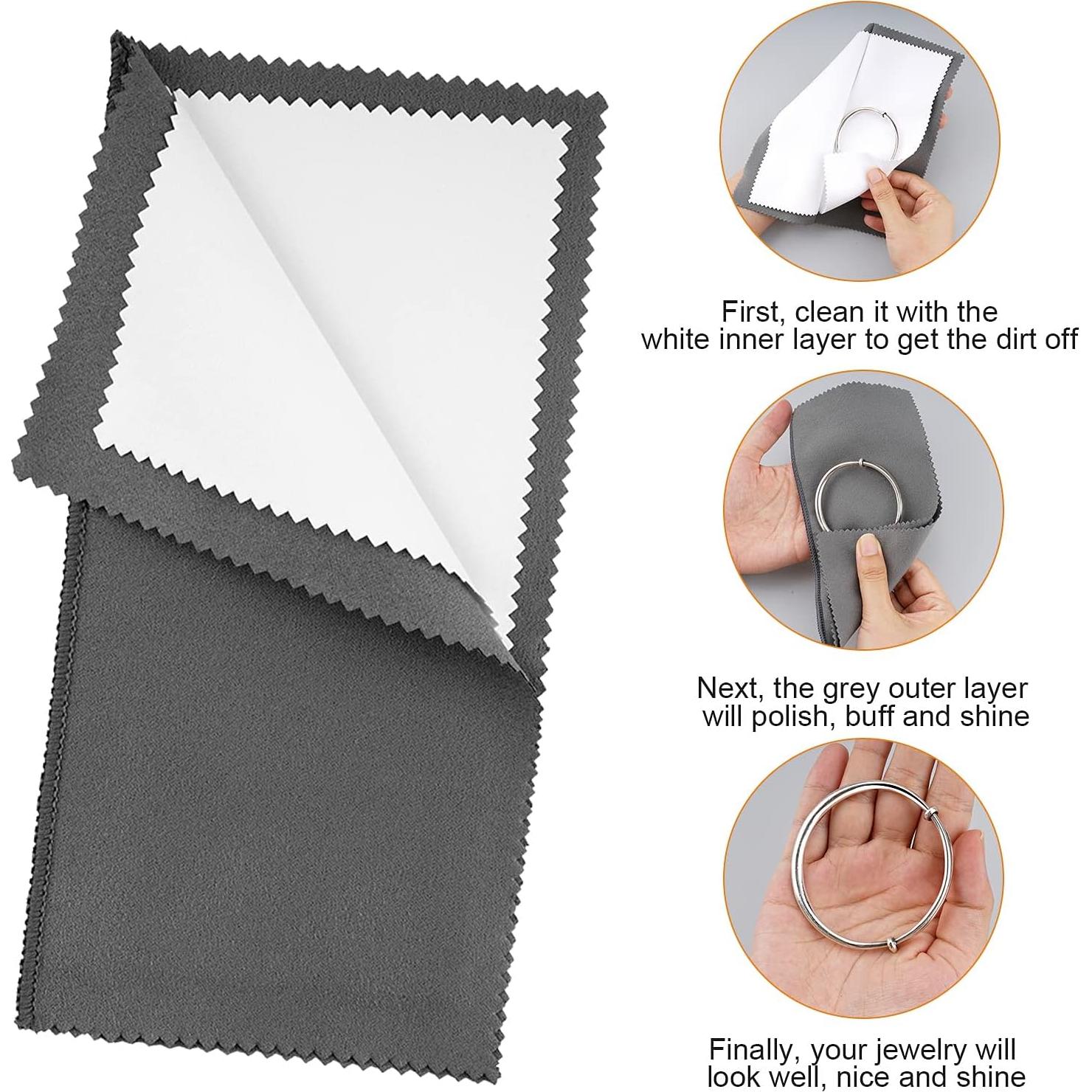 Paño de Limpieza de Joyería Uprony 8PCS Microfibra Doble Capa