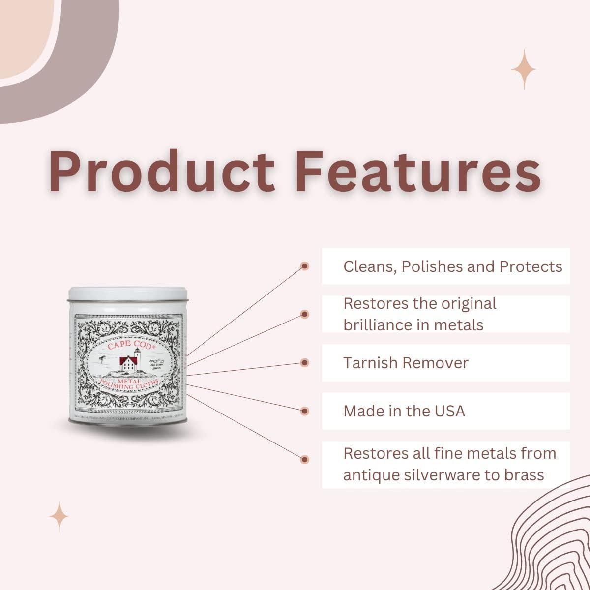 Kit de Paños de Pulido Cape Cod 8828 MTL - 12 Paños 4x6 y 1 Guante