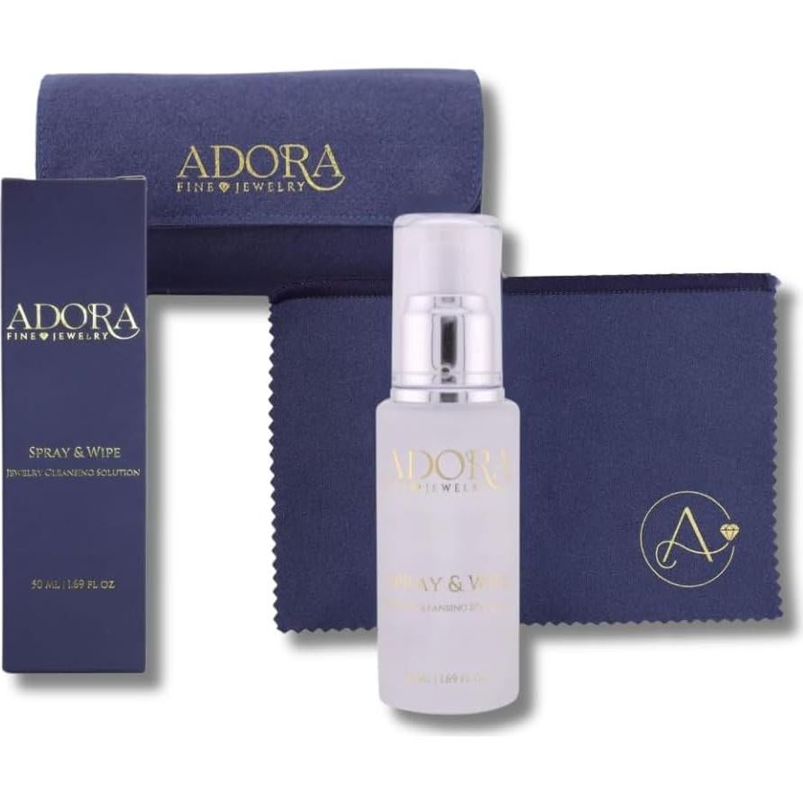 Kit Limpiador de Joyería Adora Fine - Spray 49.9 ml y Paño 15.2x19.1 cm