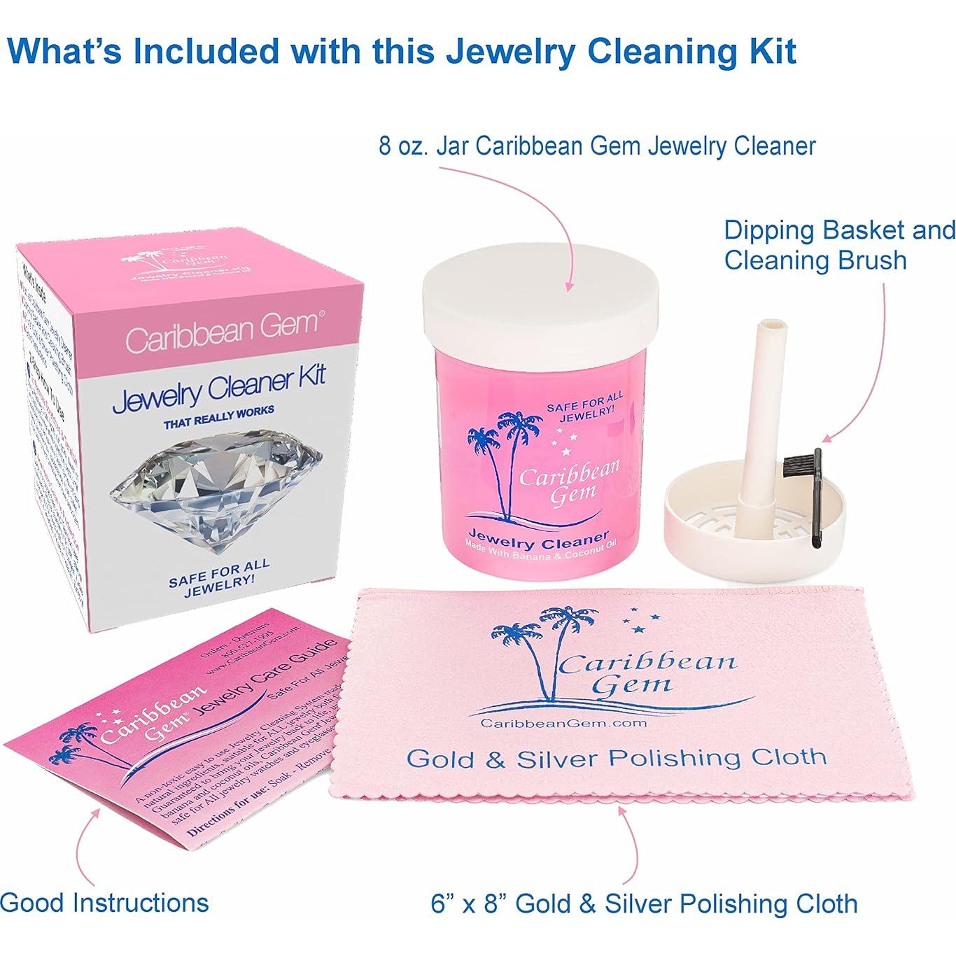 Kit de Limpieza de Joyas 8oz Caribbean Gem - Oro, Plata, Diamantes