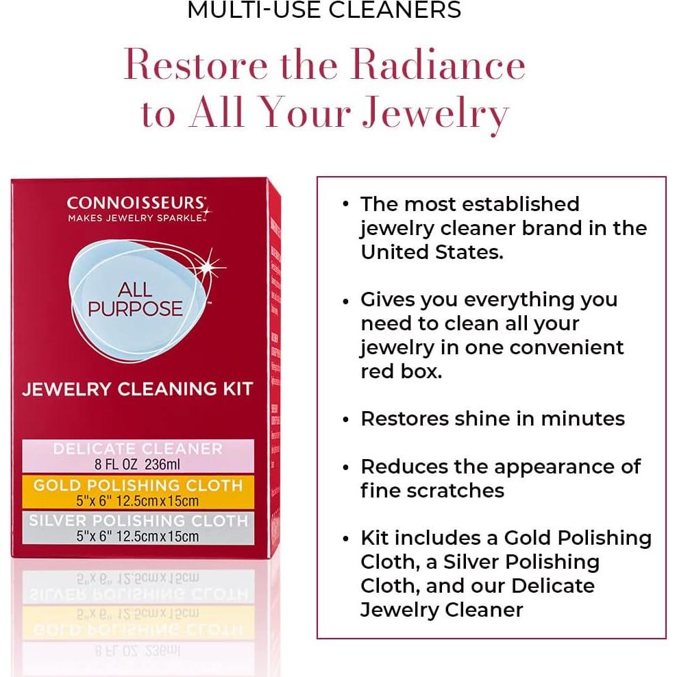 Kit de Limpieza de Joyería Connoisseurs - Solución 226g y Paños
