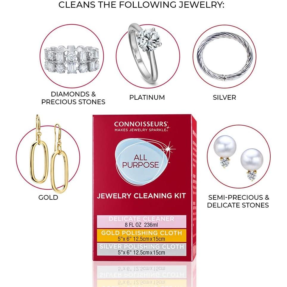 Kit de Limpieza de Joyería Connoisseurs - Solución 226g y Paños