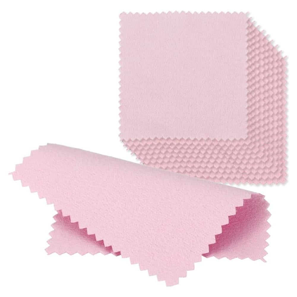50 Paños de Limpieza de Joyería EYAKEG Rosa 8x8cm