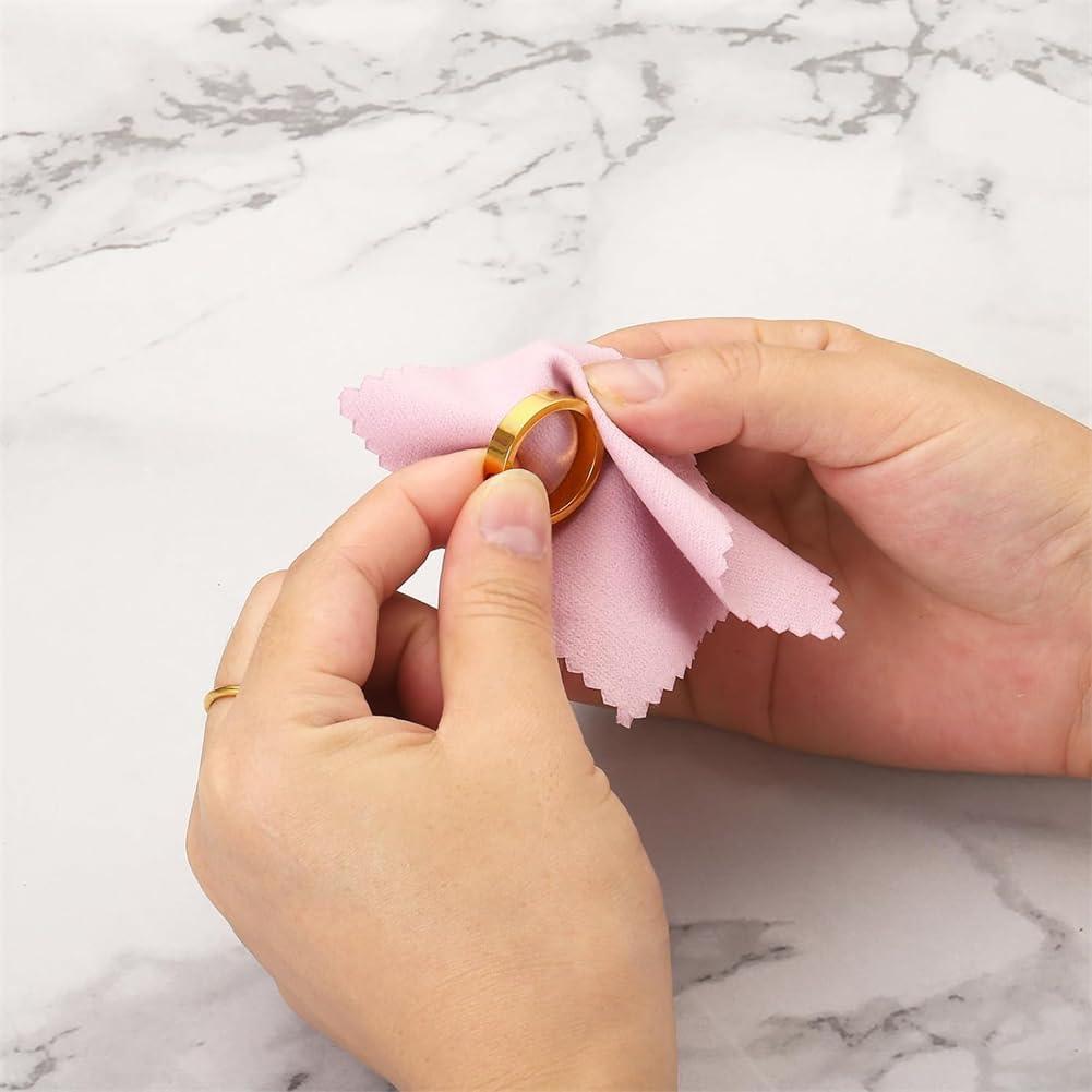 50 Paños de Limpieza de Joyería EYAKEG Rosa 8x8cm