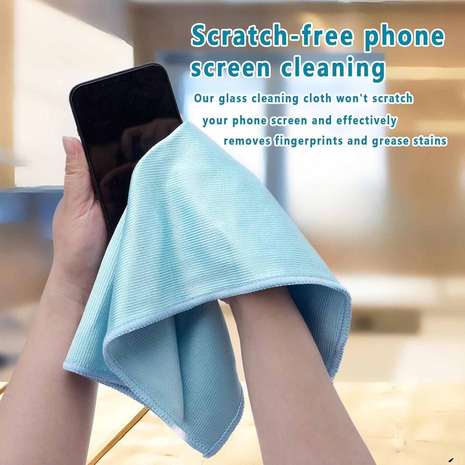 Paquete de 6 Paños de Limpieza de Vidrio Microfibra Eveglass Azul