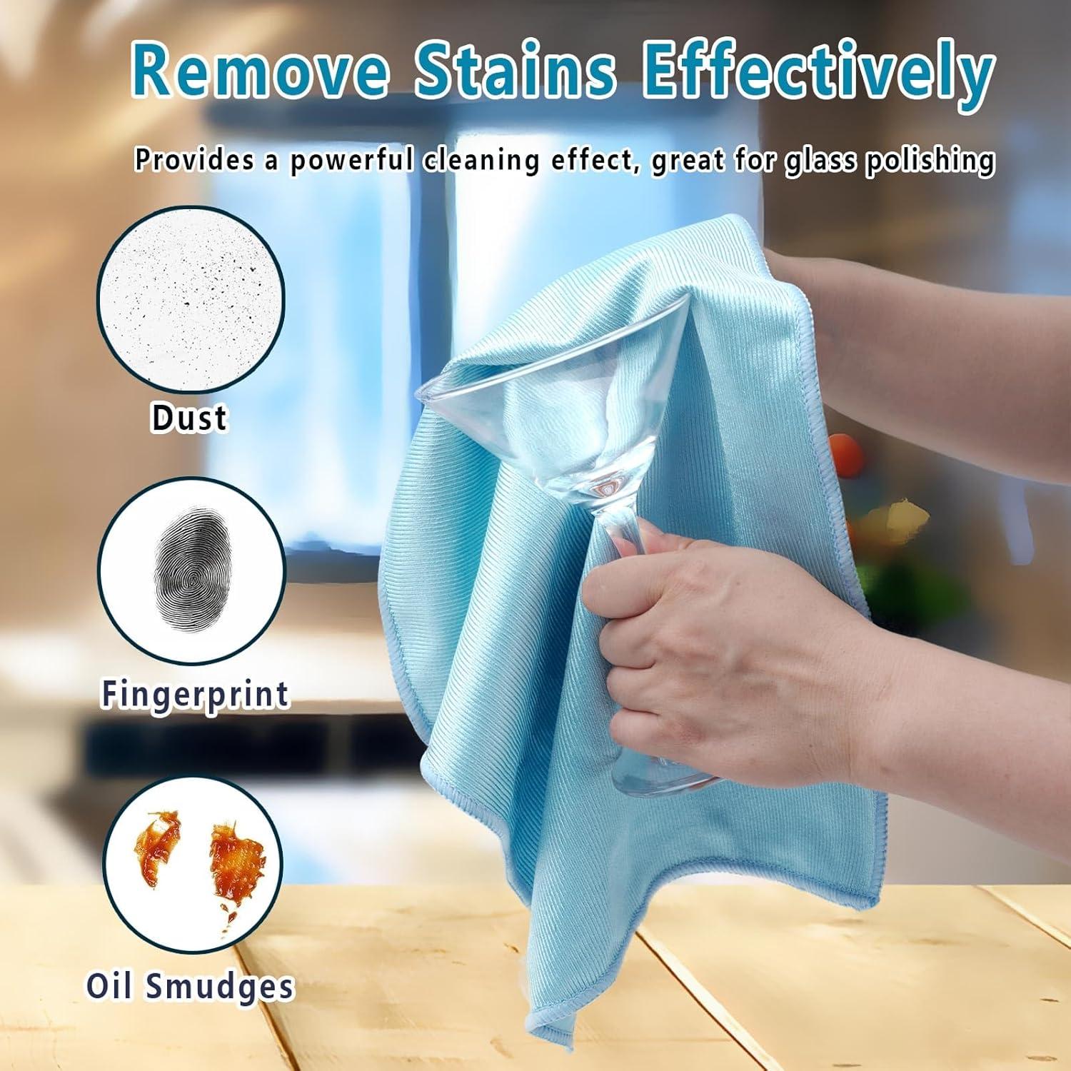 Paquete de 6 Paños de Limpieza de Vidrio Microfibra Eveglass Azul