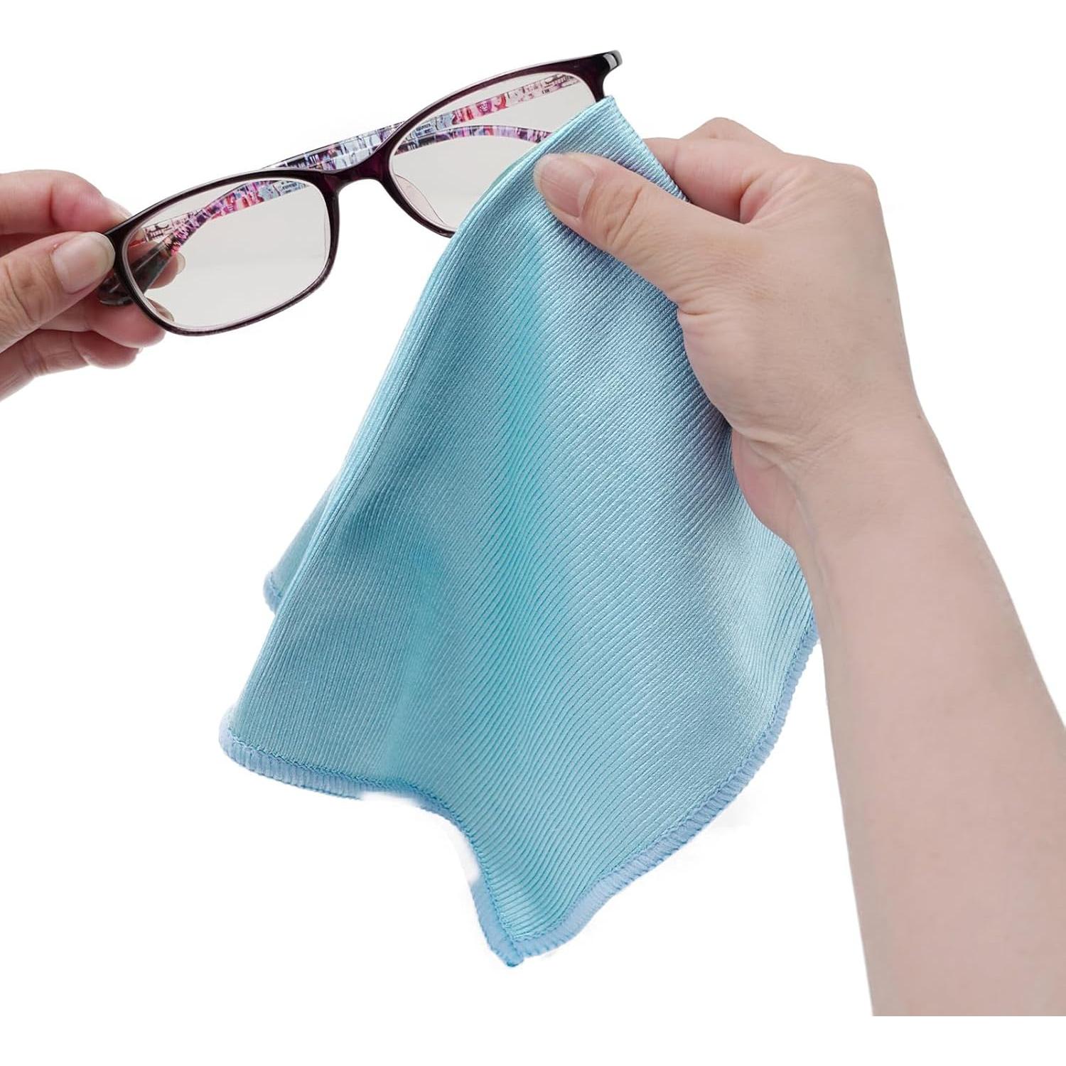 Paquete de 6 Paños de Limpieza de Vidrio Microfibra Eveglass Azul