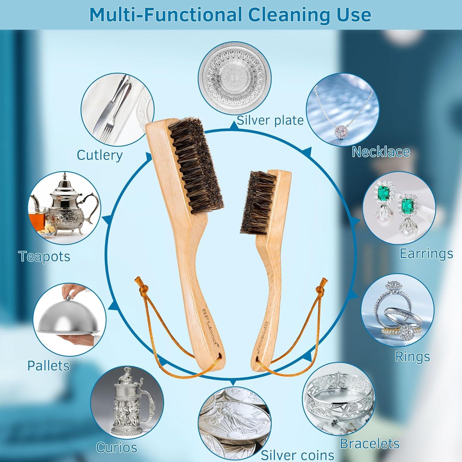 Juego de Cepillos de Limpieza de Plata BFWood - 2 Piezas