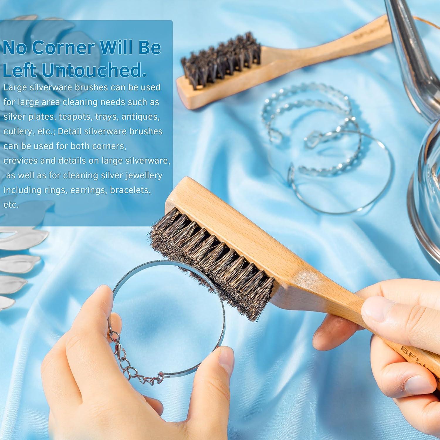 Juego de Cepillos de Limpieza de Plata BFWood - 2 Piezas