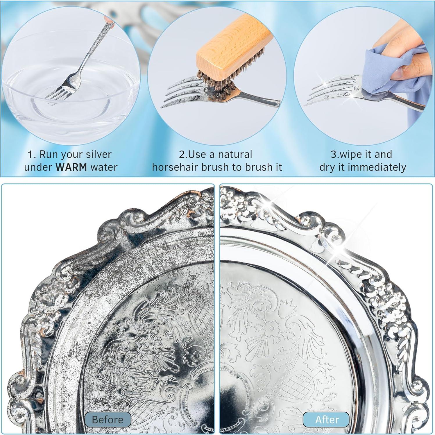 Juego de Cepillos de Limpieza de Plata BFWood - 2 Piezas