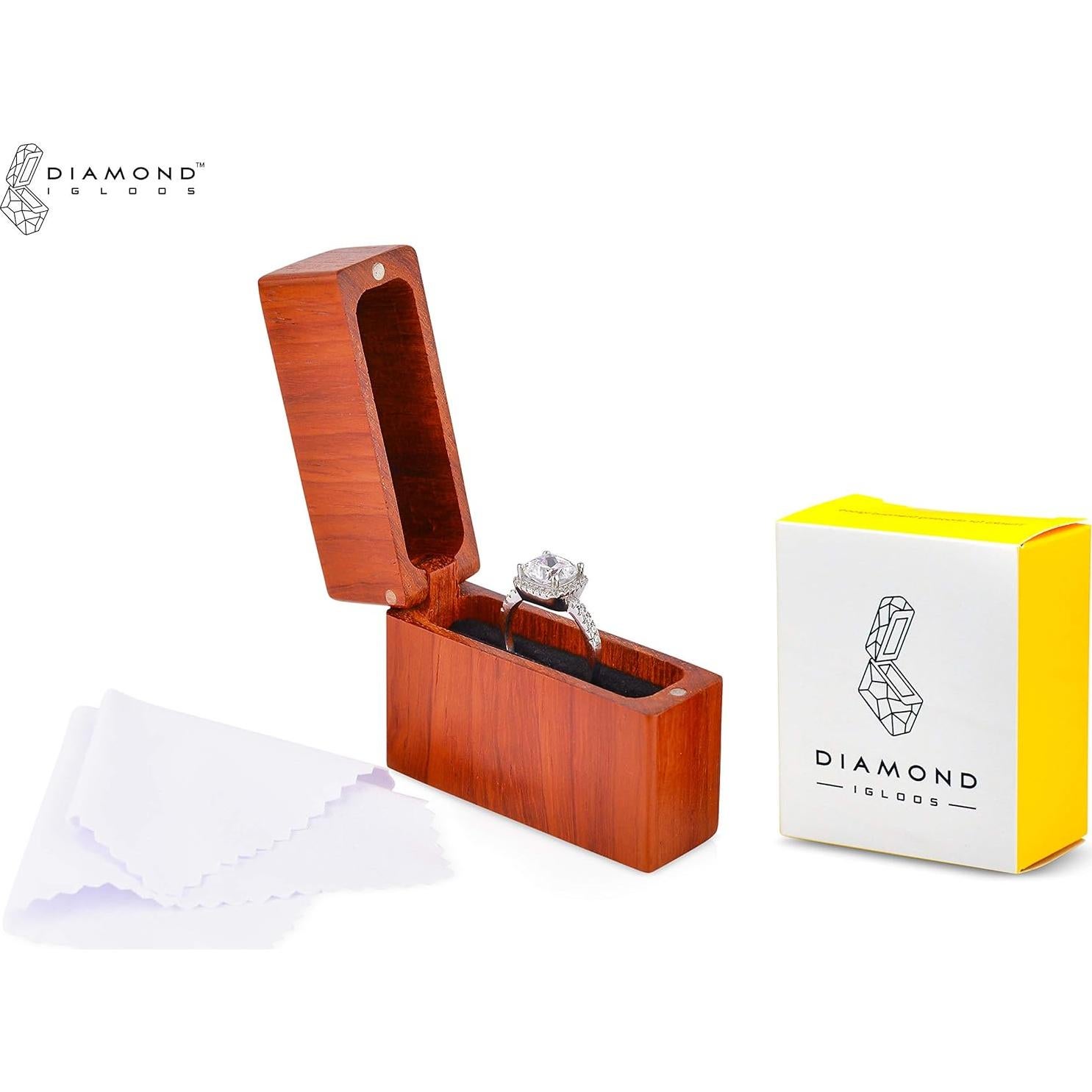 Caja de Anillo de Madera Palisandro DIAMOND IGLOOS - Compacta