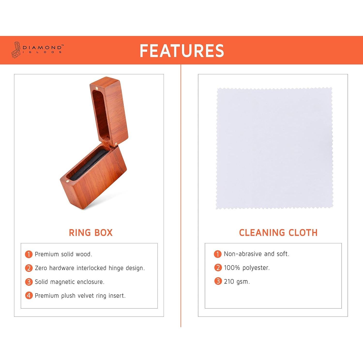 Caja de Anillo de Madera Palisandro DIAMOND IGLOOS - Compacta