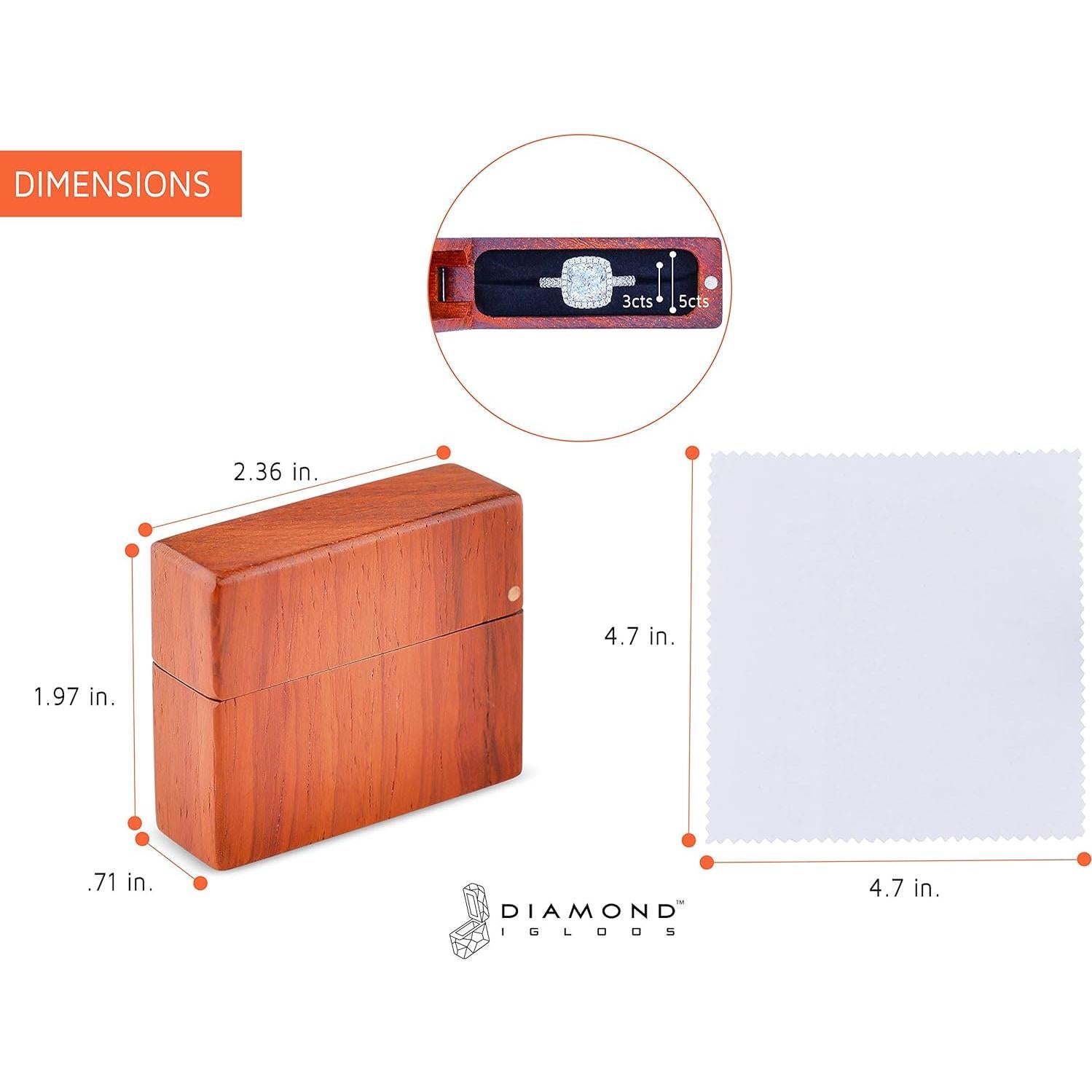 Caja de Anillo de Madera Palisandro DIAMOND IGLOOS - Compacta