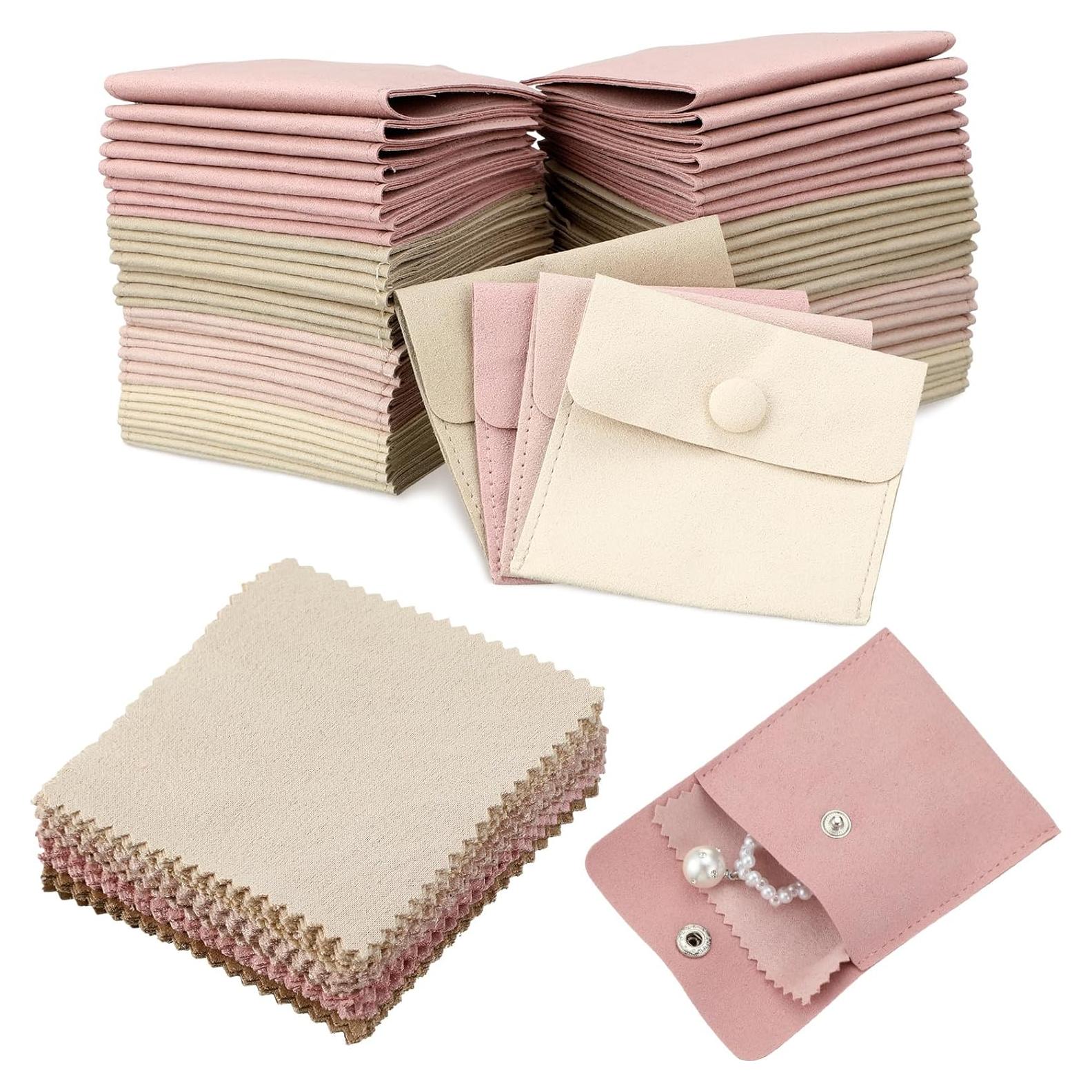 Cunno 120 Bolsas de Microfibra para Joyería con Paño 8x8cm