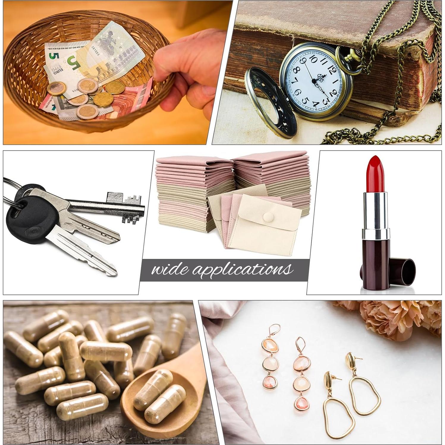 Cunno 120 Bolsas de Microfibra para Joyería con Paño 8x8cm