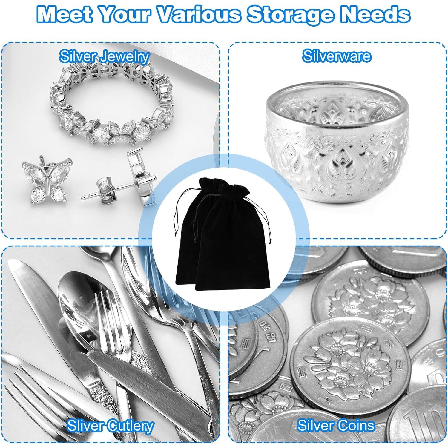 4 Bolsas de Almacenamiento Antitarnish Amabro 30x20cm Terciopelo