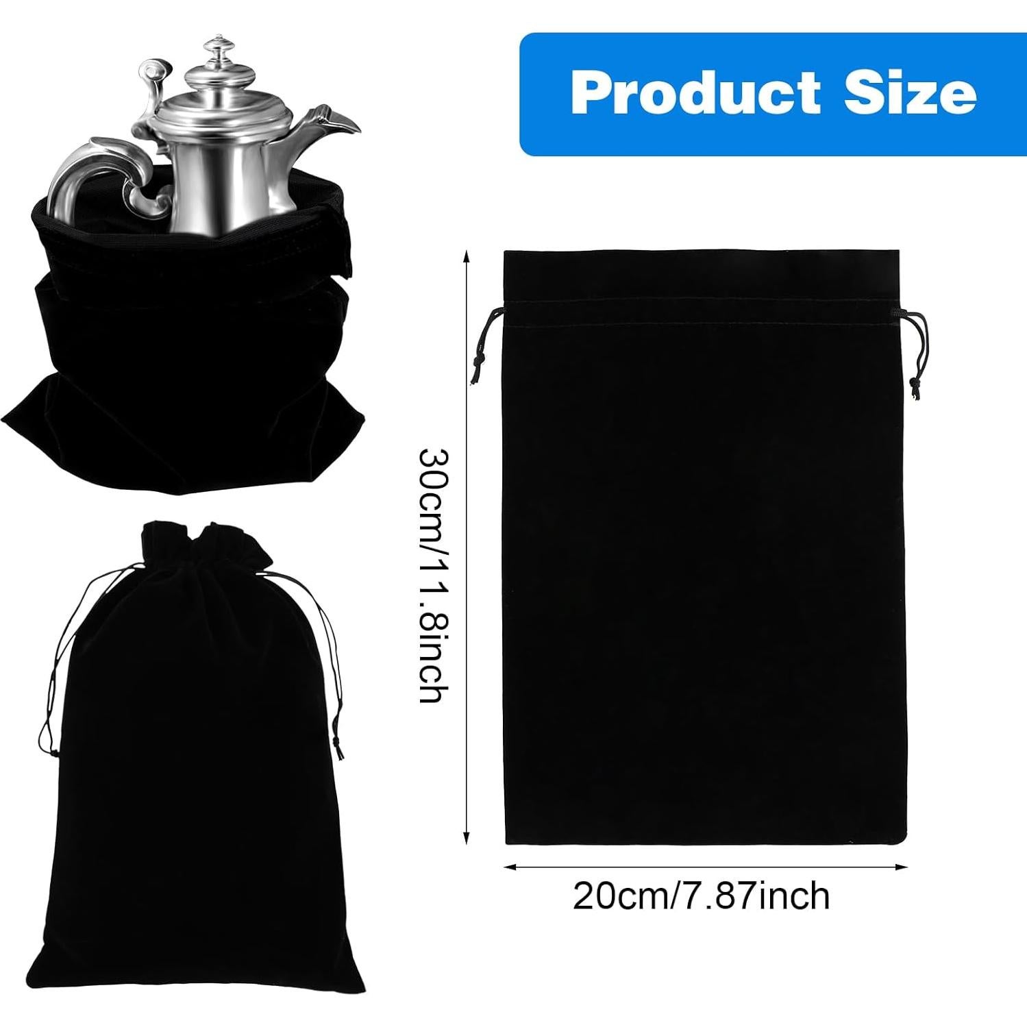 4 Bolsas de Almacenamiento Antitarnish Amabro 30x20cm Terciopelo