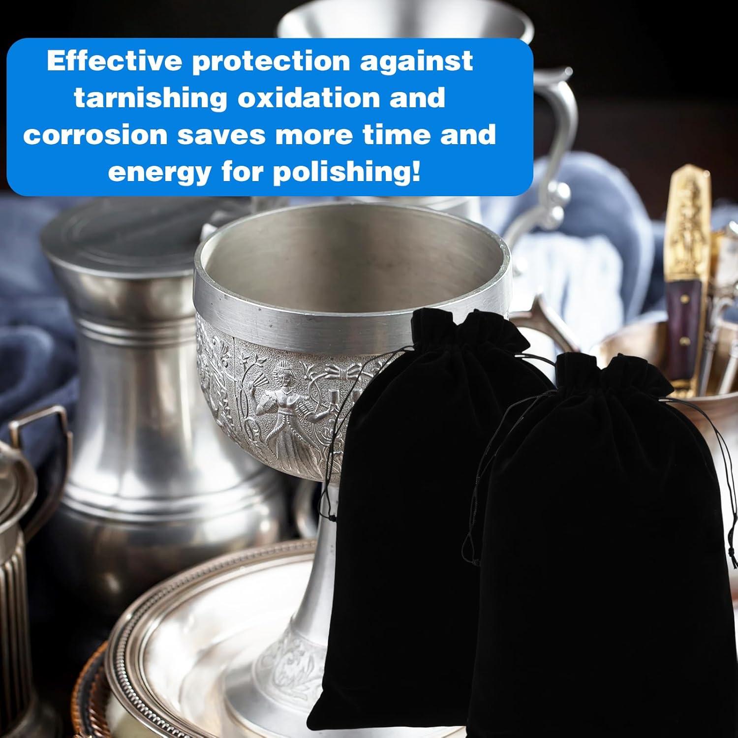 4 Bolsas de Almacenamiento Antitarnish Amabro 30x20cm Terciopelo