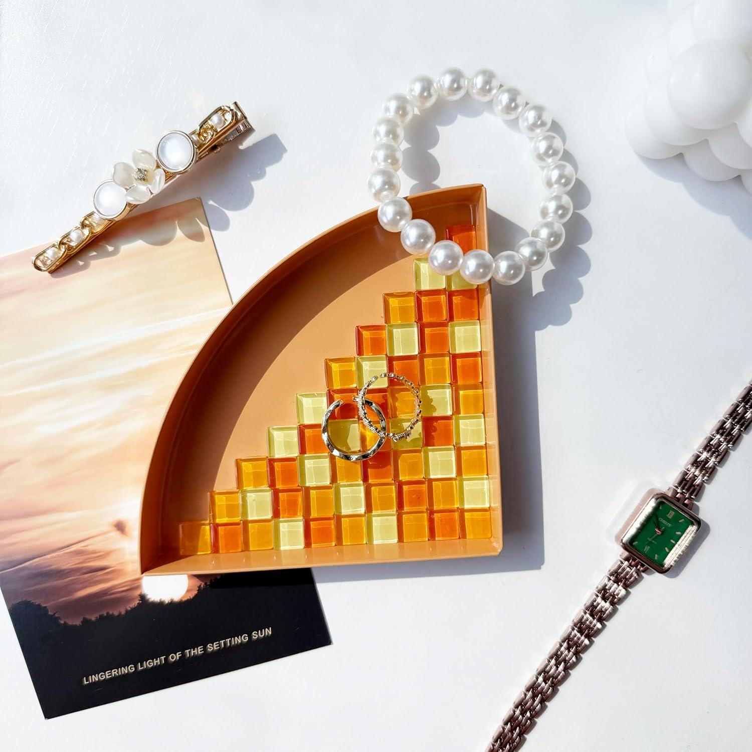 Bandeja de Joyería de Metal TIGERMILLION Naranja 1/4 Círculo