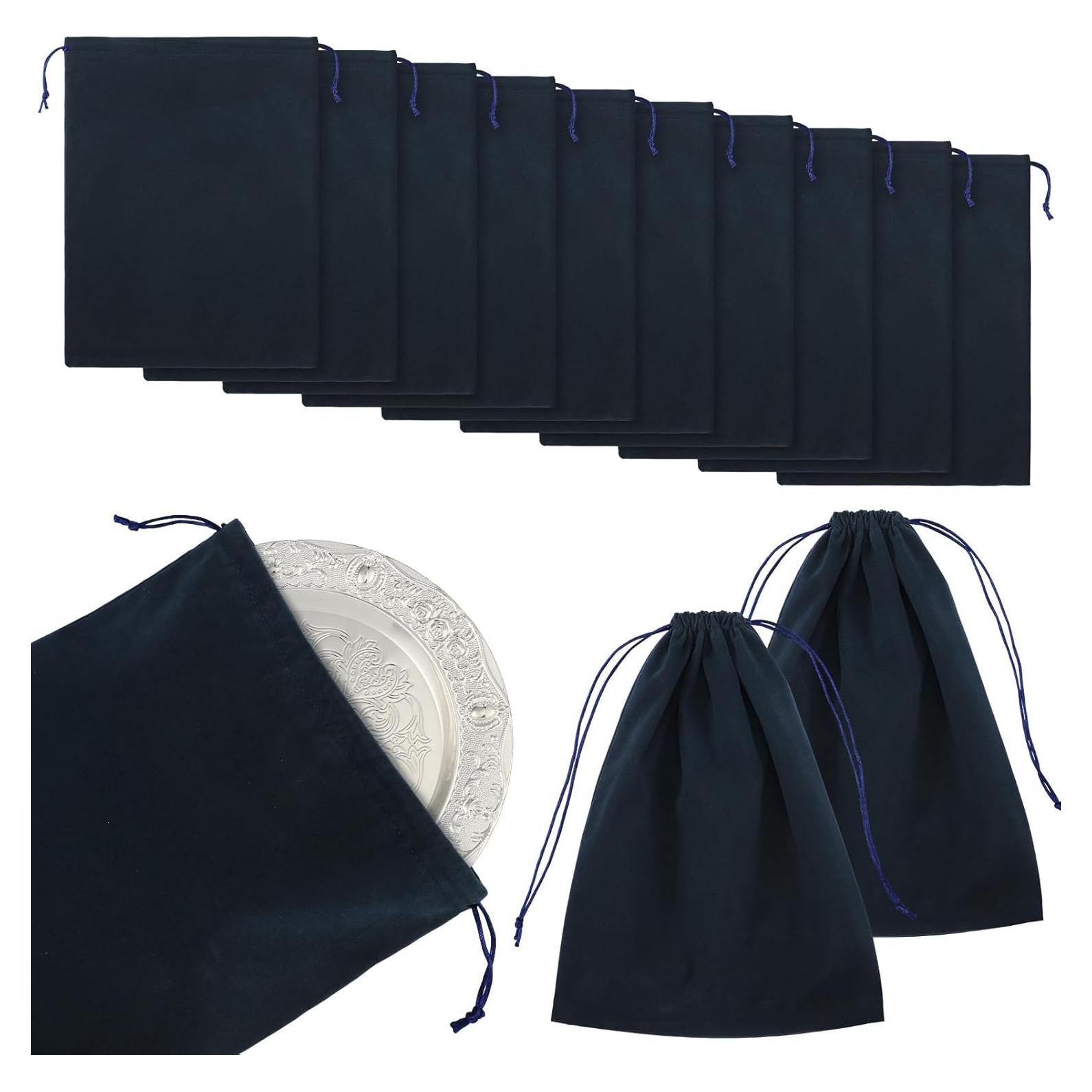 10 Bolsas de Almacenamiento Anti Tarnish Boao 23x30cm Azul Marino