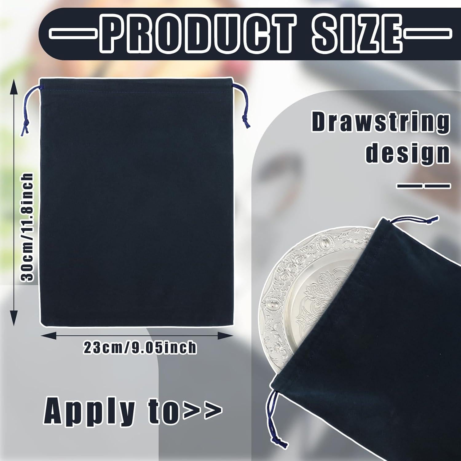 10 Bolsas de Almacenamiento Anti Tarnish Boao 23x30cm Azul Marino