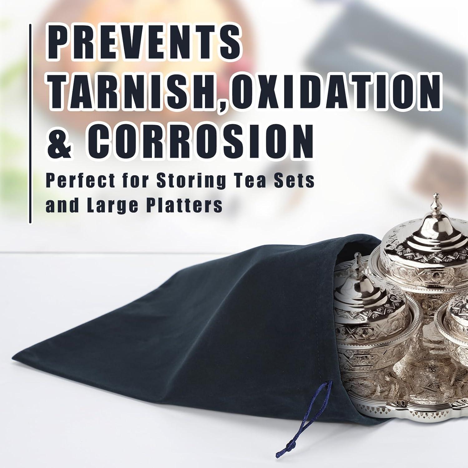 10 Bolsas de Almacenamiento Anti Tarnish Boao 23x30cm Azul Marino