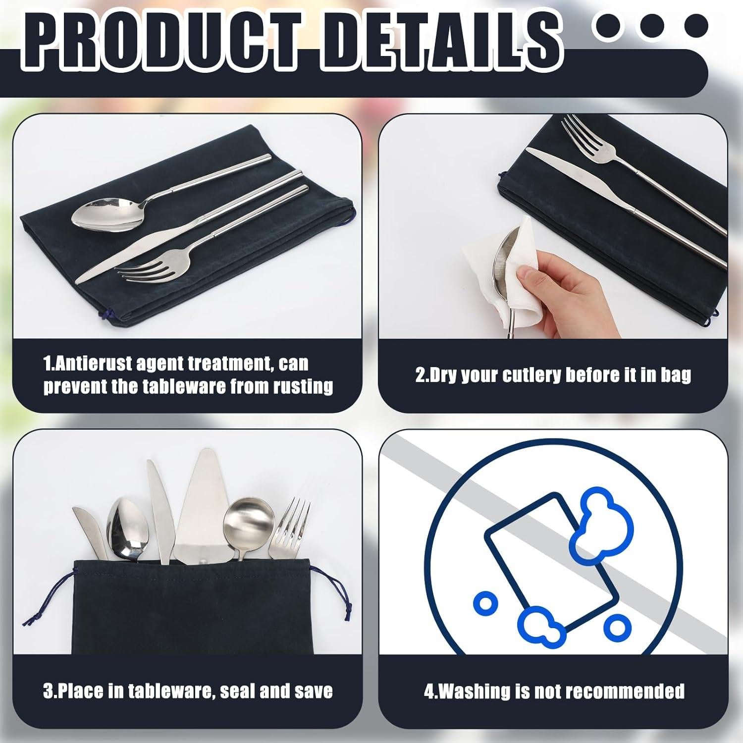 10 Bolsas de Almacenamiento Anti Tarnish Boao 23x30cm Azul Marino