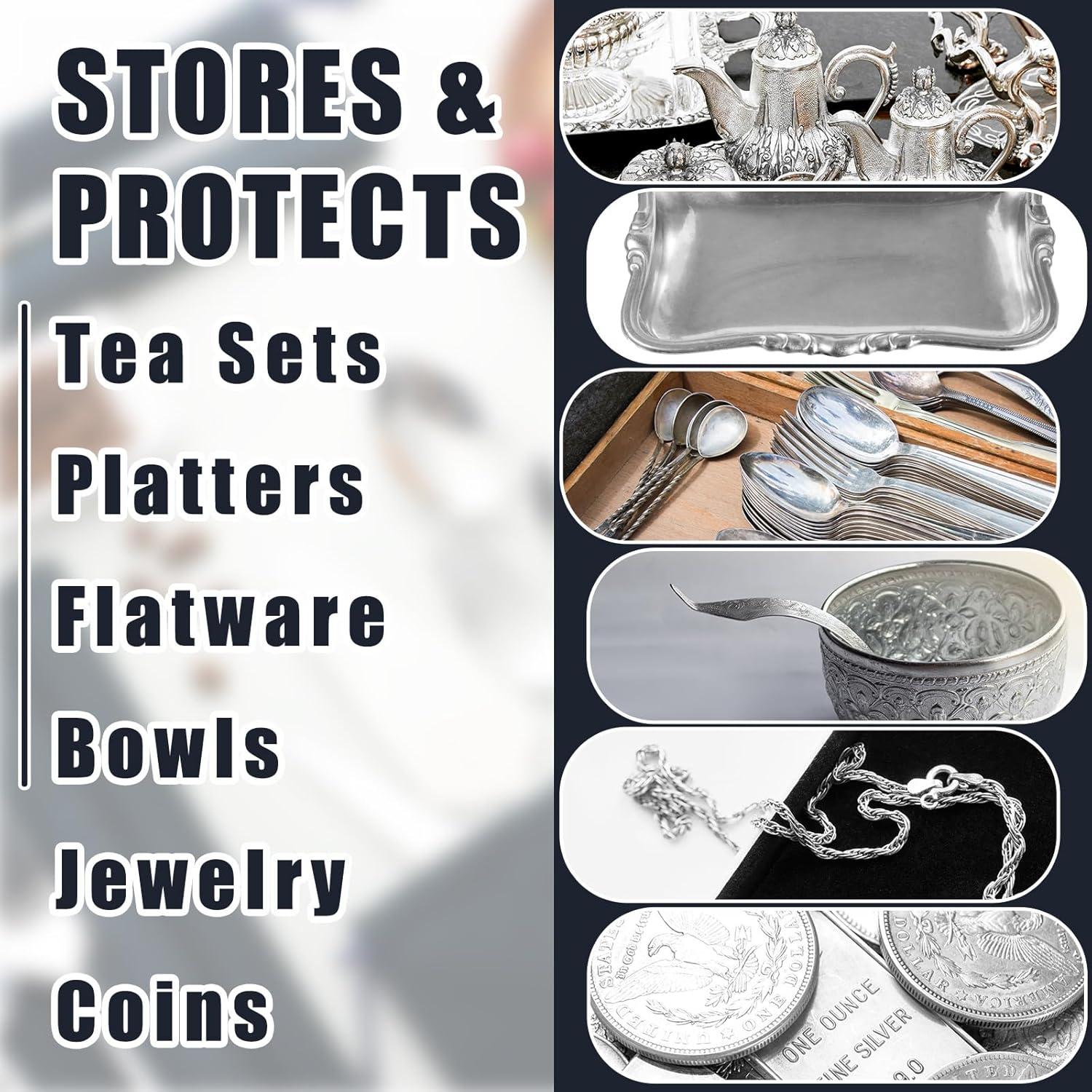 10 Bolsas de Almacenamiento Anti Tarnish Boao 23x30cm Azul Marino