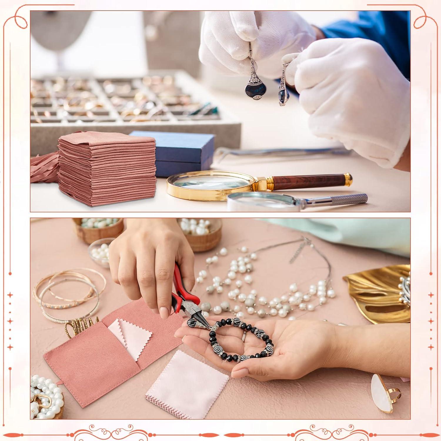 Berlune 30 Pcs Bolsa Microfibra Joyería Rosa 8x8 cm