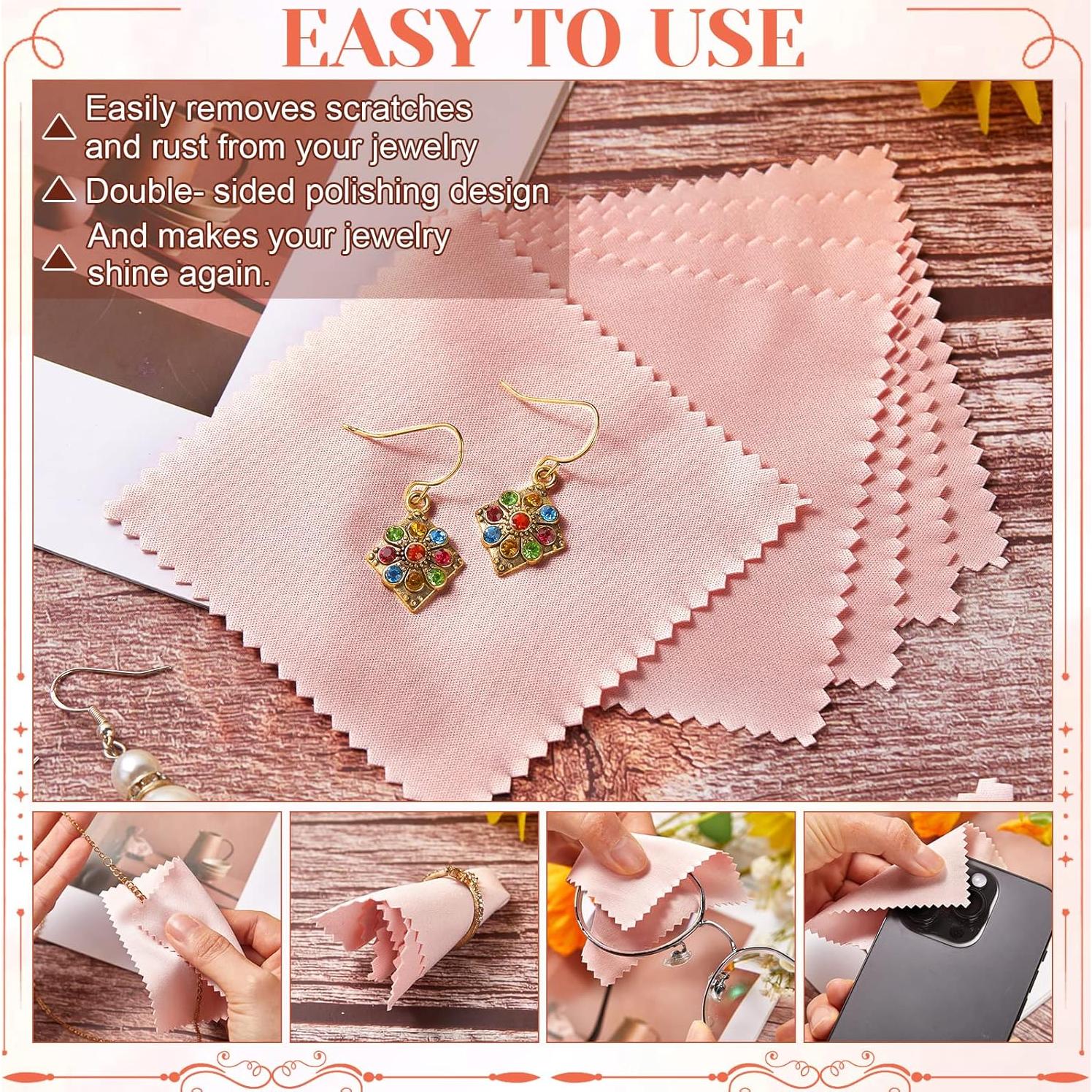 Berlune 30 Pcs Bolsa Microfibra Joyería Rosa 8x8 cm