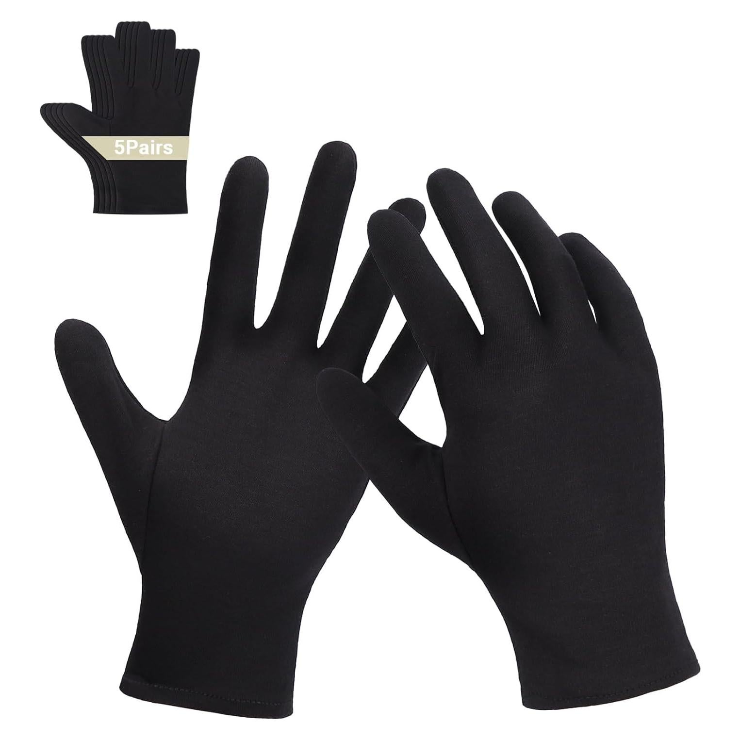 Guantes de Trabajo Negros 5 Pares Unisex Lavables y Reutilizables