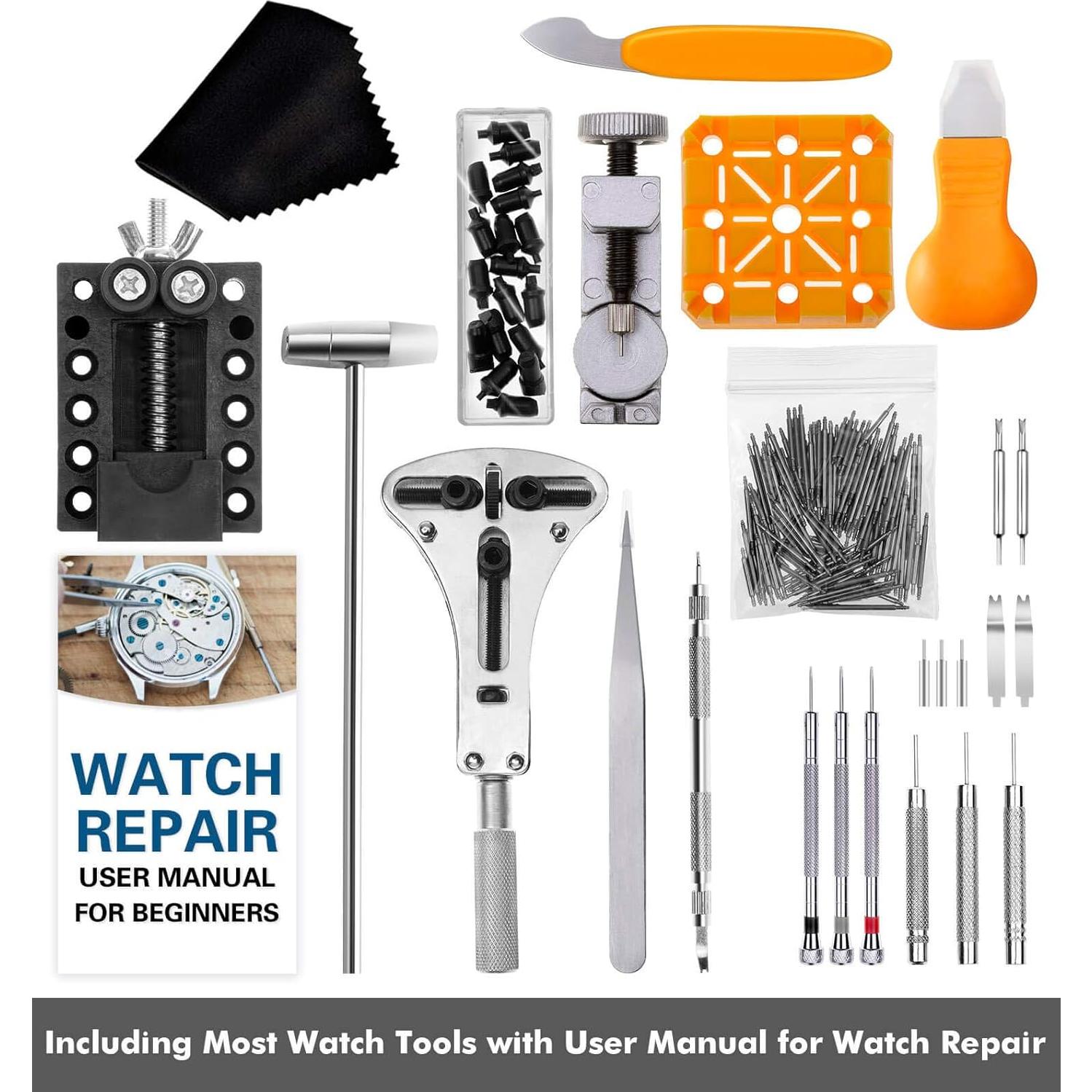 Kit de Reparación de Reloj Anezus 187 Piezas con Herramientas