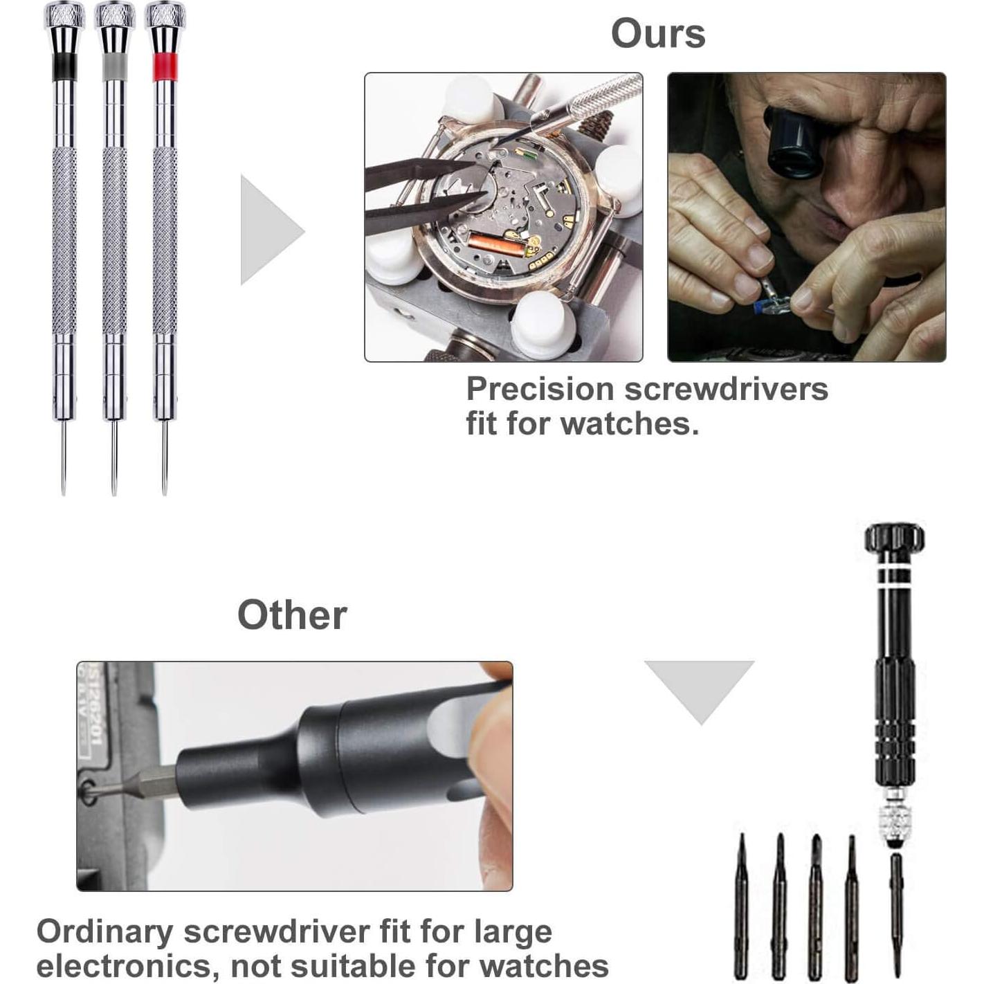 Kit de Reparación de Reloj Anezus 187 Piezas con Herramientas