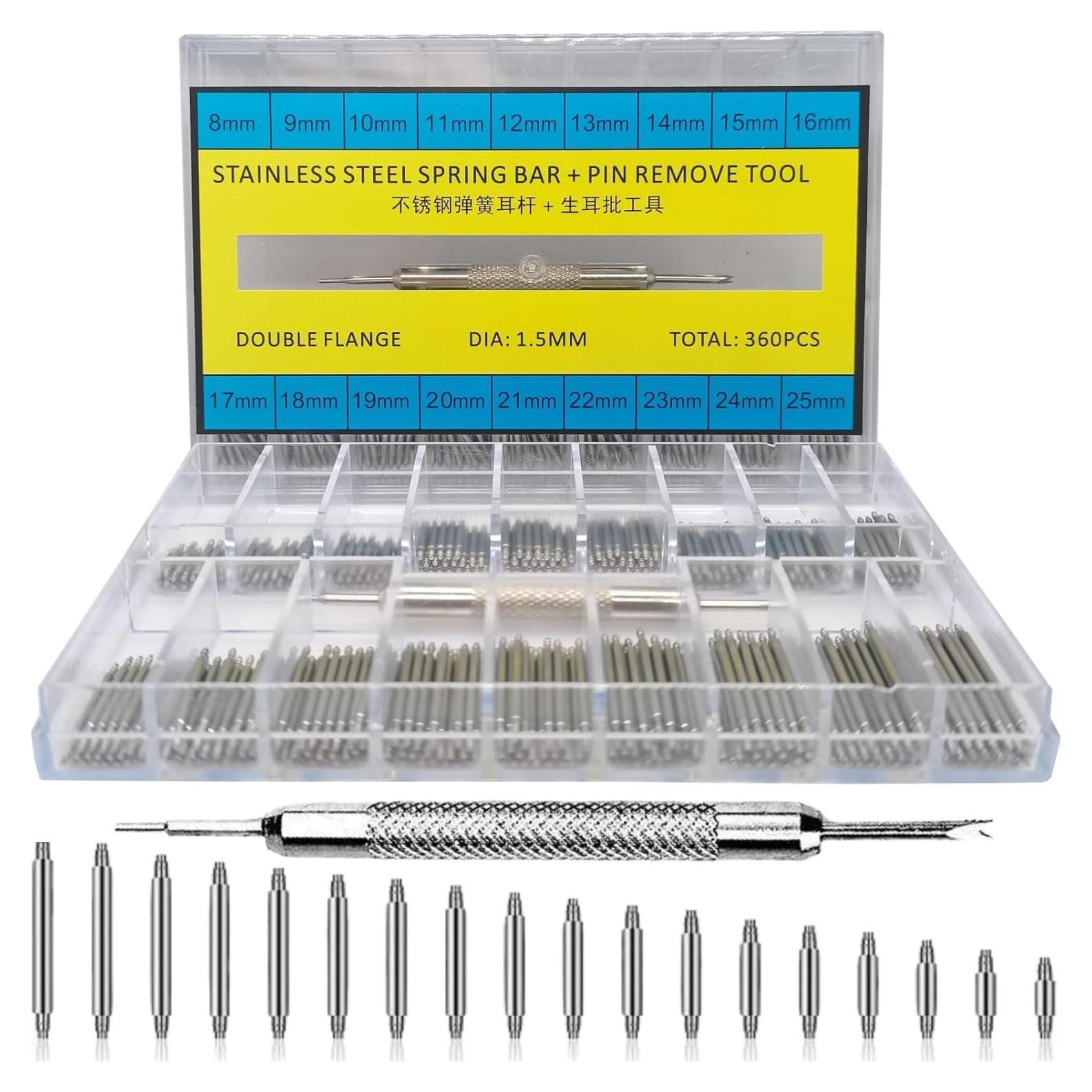 Kit 360 Pasadores de Correa de Reloj Acero Inoxidable + Herramienta