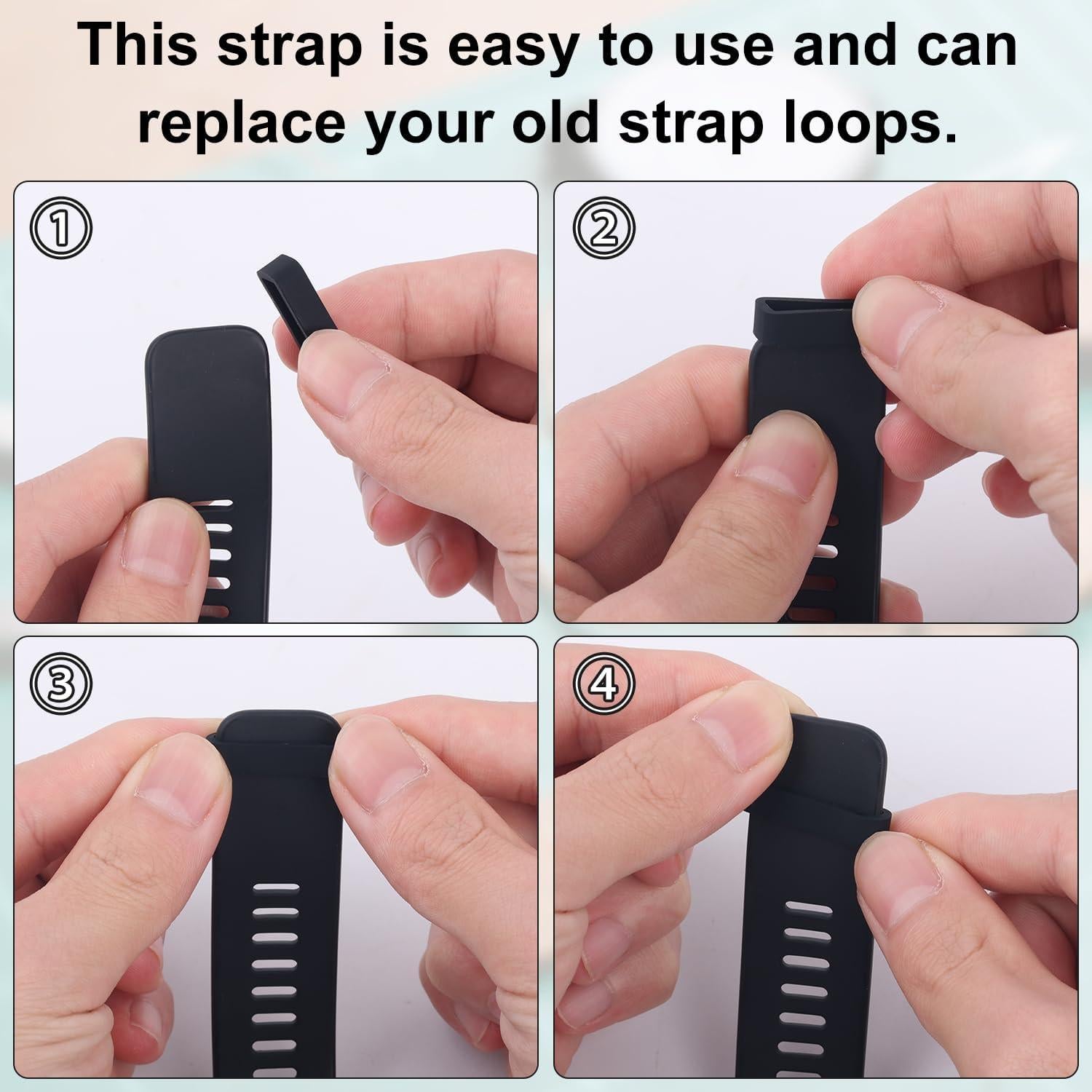 6 Sujetadores de Correa de Reloj Silicona Negro 14/16/18mm