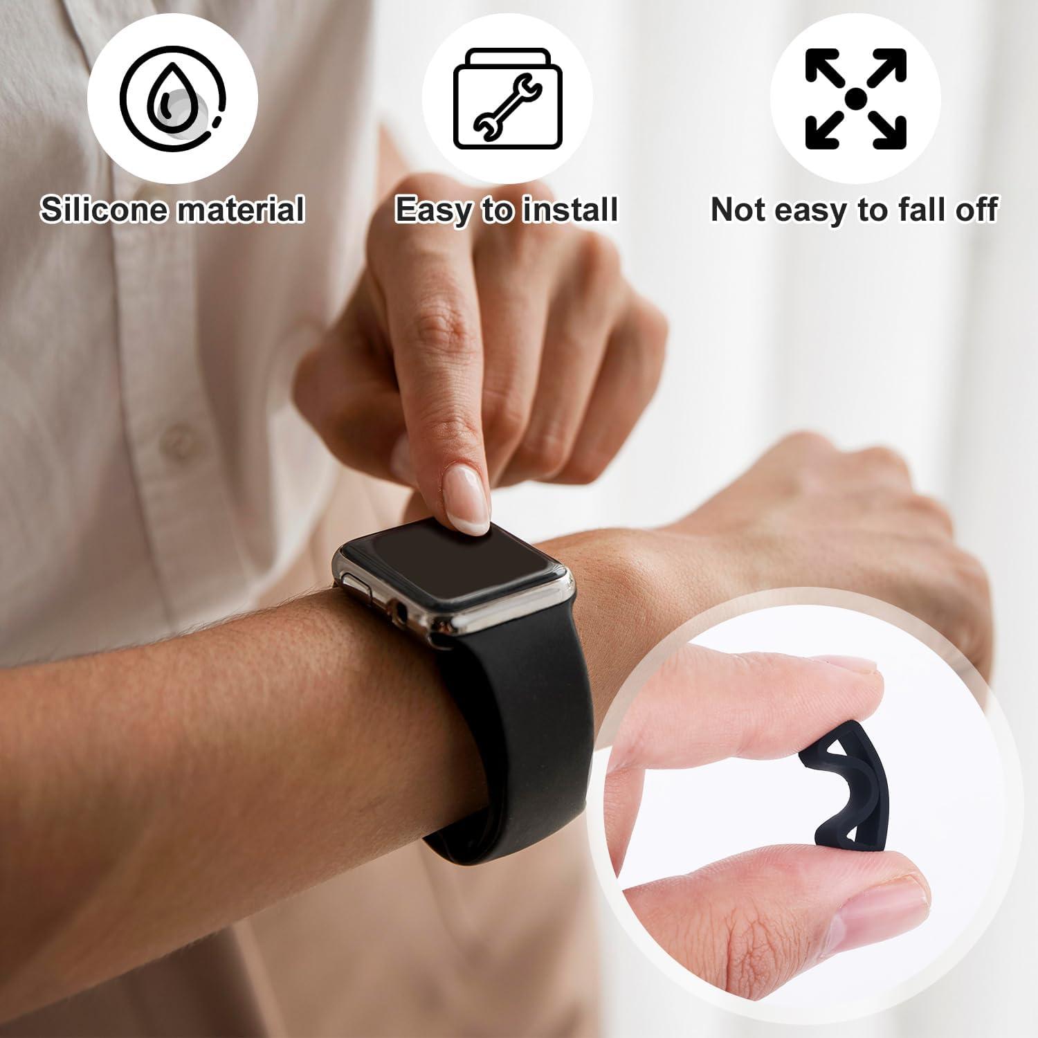 6 Sujetadores de Correa de Reloj Silicona Negro 14/16/18mm