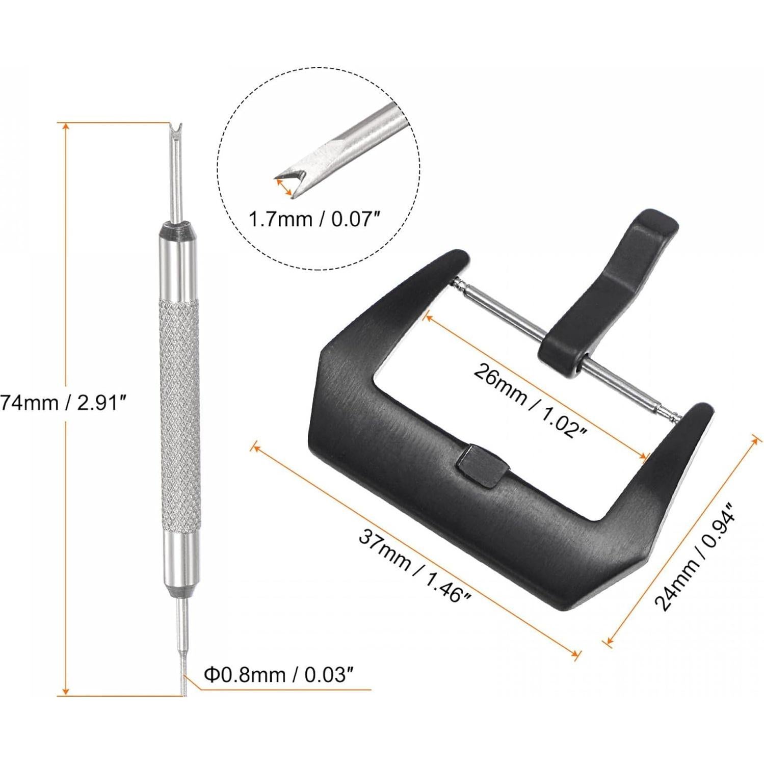 Conjunto de Hebillas de Correa de Reloj uxcell 26mm Acero Inoxidable