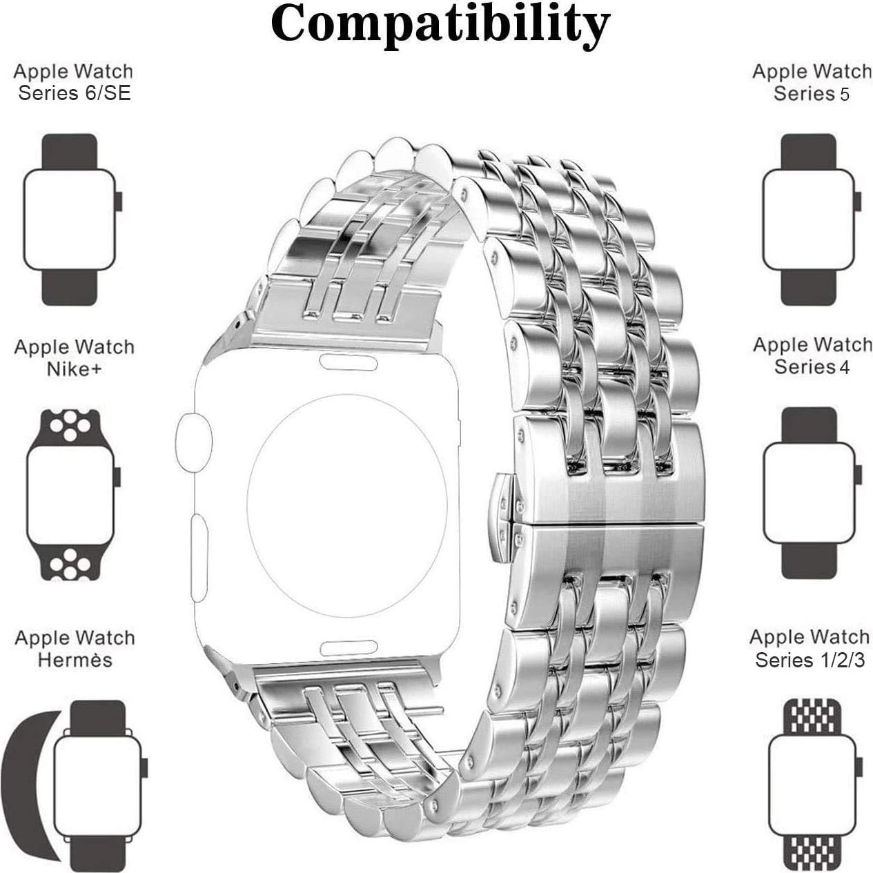 Correa de Acero Inoxidable para Apple Watch 45mm Plata