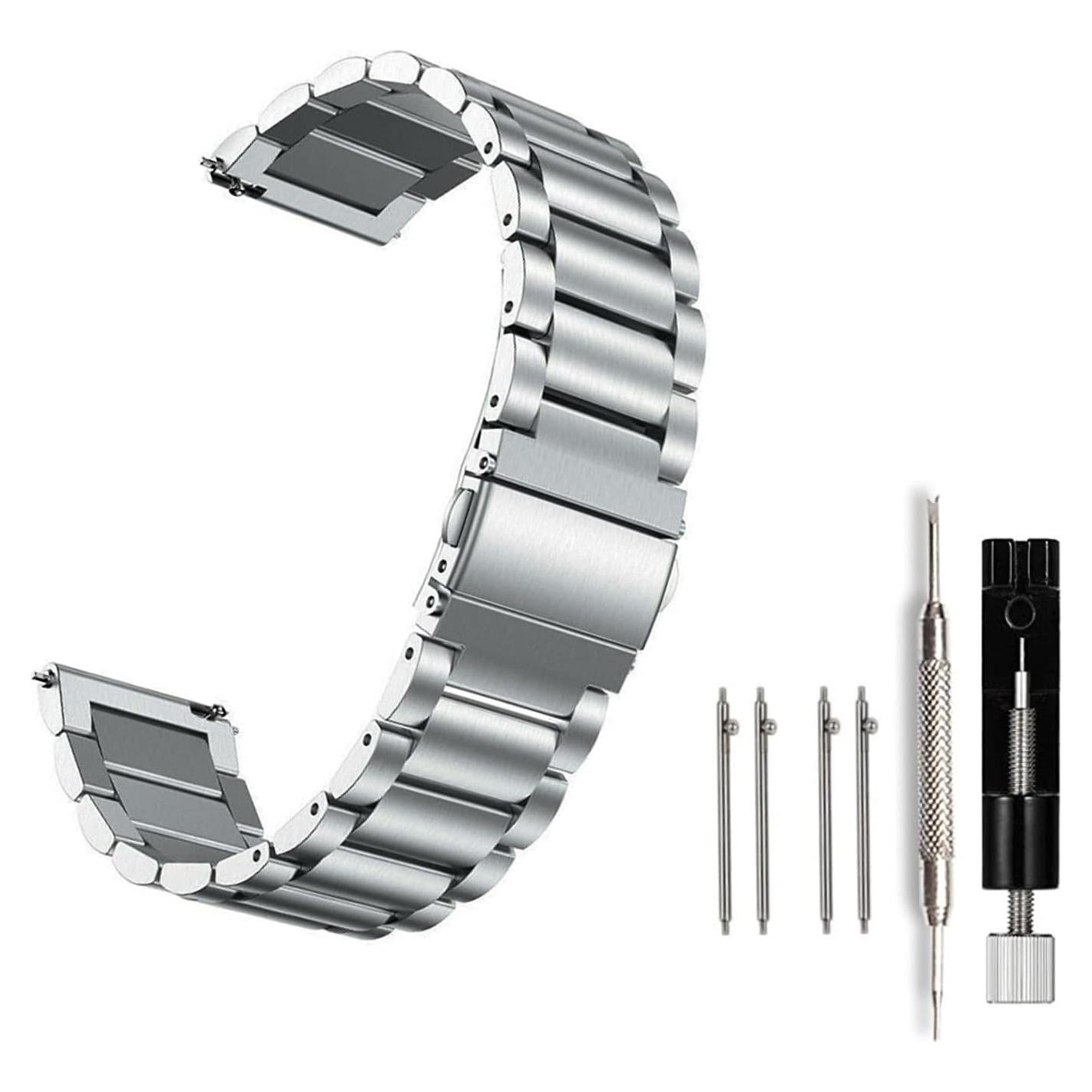 Correa de Reloj de Acero Inoxidable Moran 22mm Plata Plegable