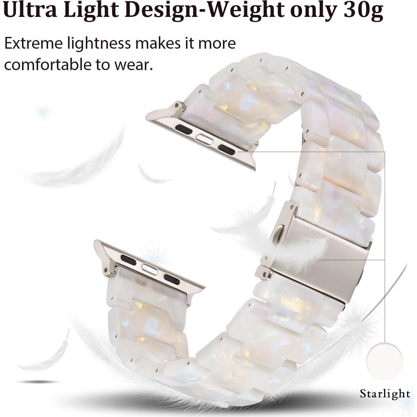 Banda de Resina V-MORO para Apple Watch 46/45/44/42mm - Blanco Aurora