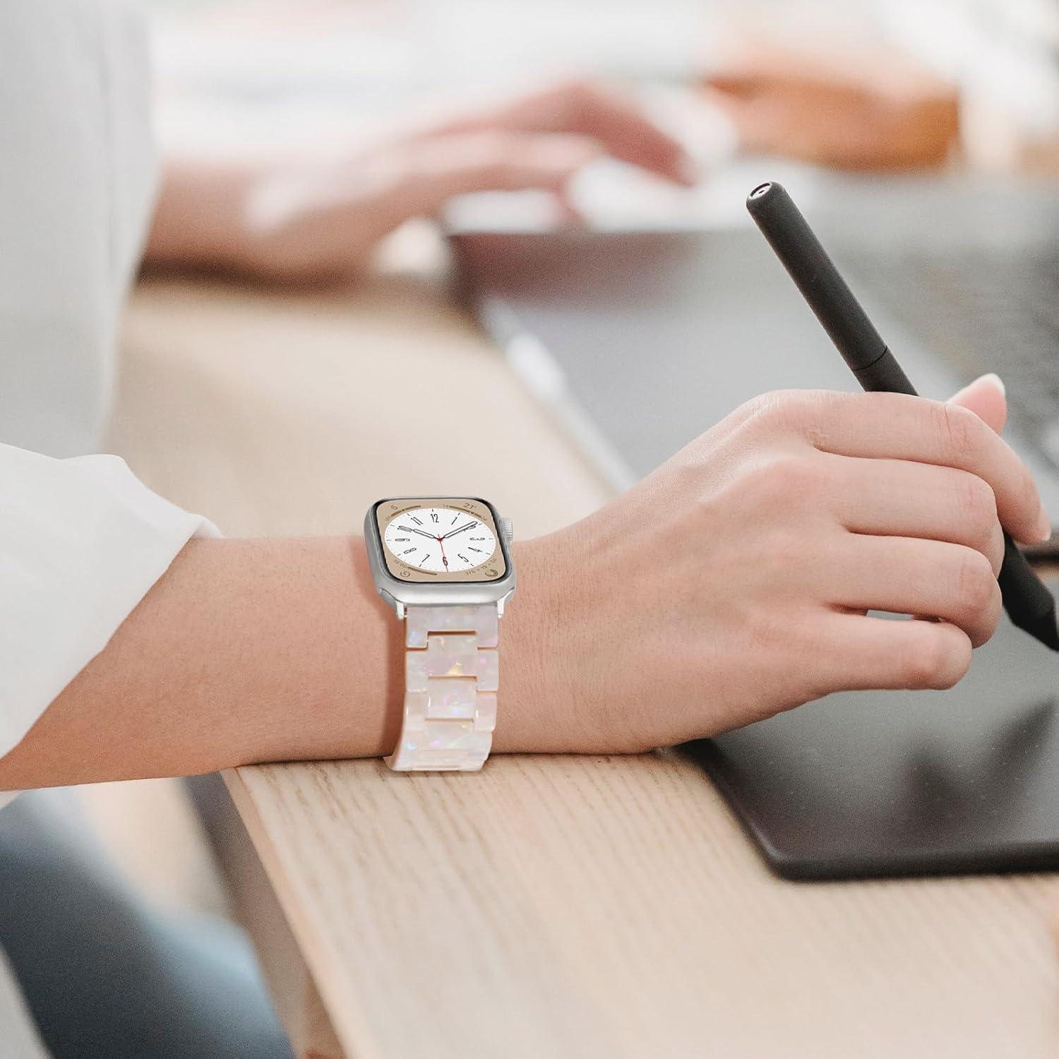 Banda de Resina V-MORO para Apple Watch 46/45/44/42mm - Blanco Aurora