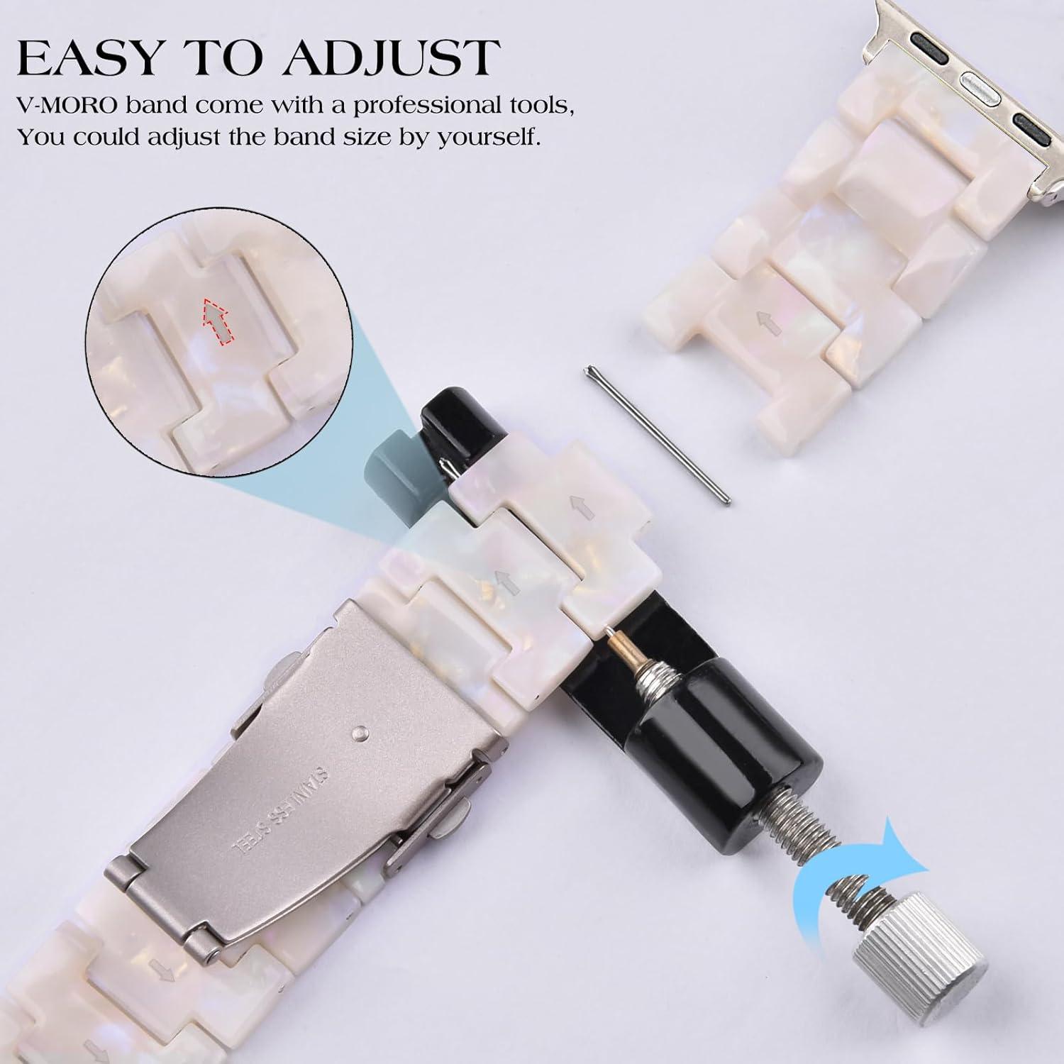 Banda de Resina V-MORO para Apple Watch 46/45/44/42mm - Blanco Aurora