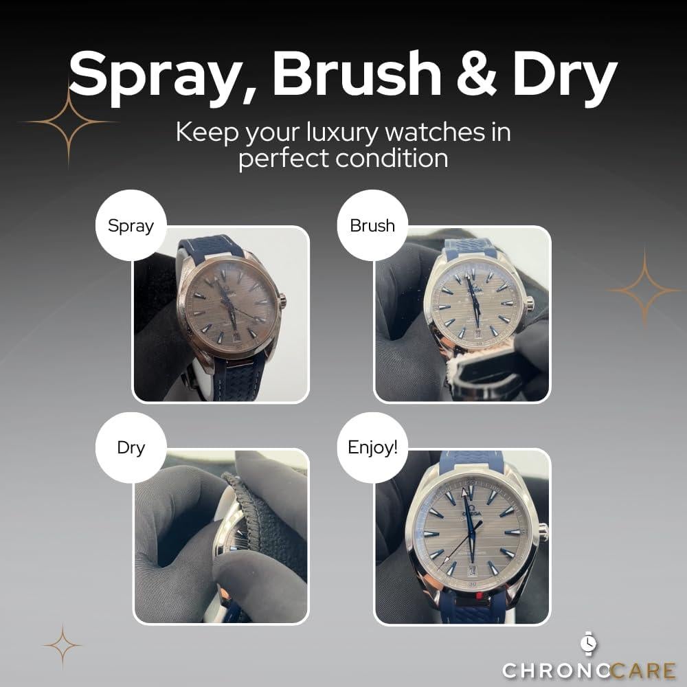 Kit de Limpieza de Reloj ChronoCare - Spray 118ml y 59ml, Toalla Microfibra