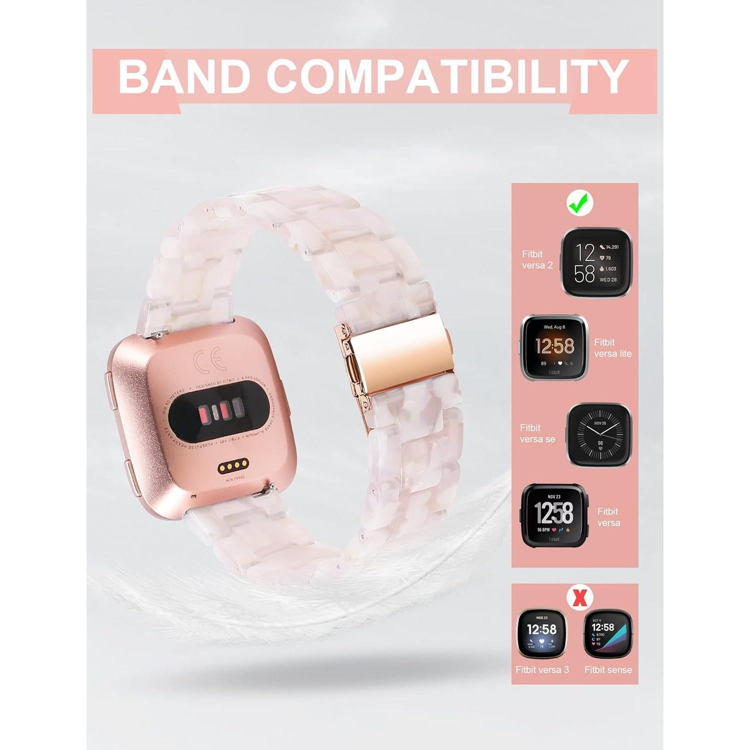 Banda de Resina Wearlizer para Fitbit Versa 2 - Flor Rosa