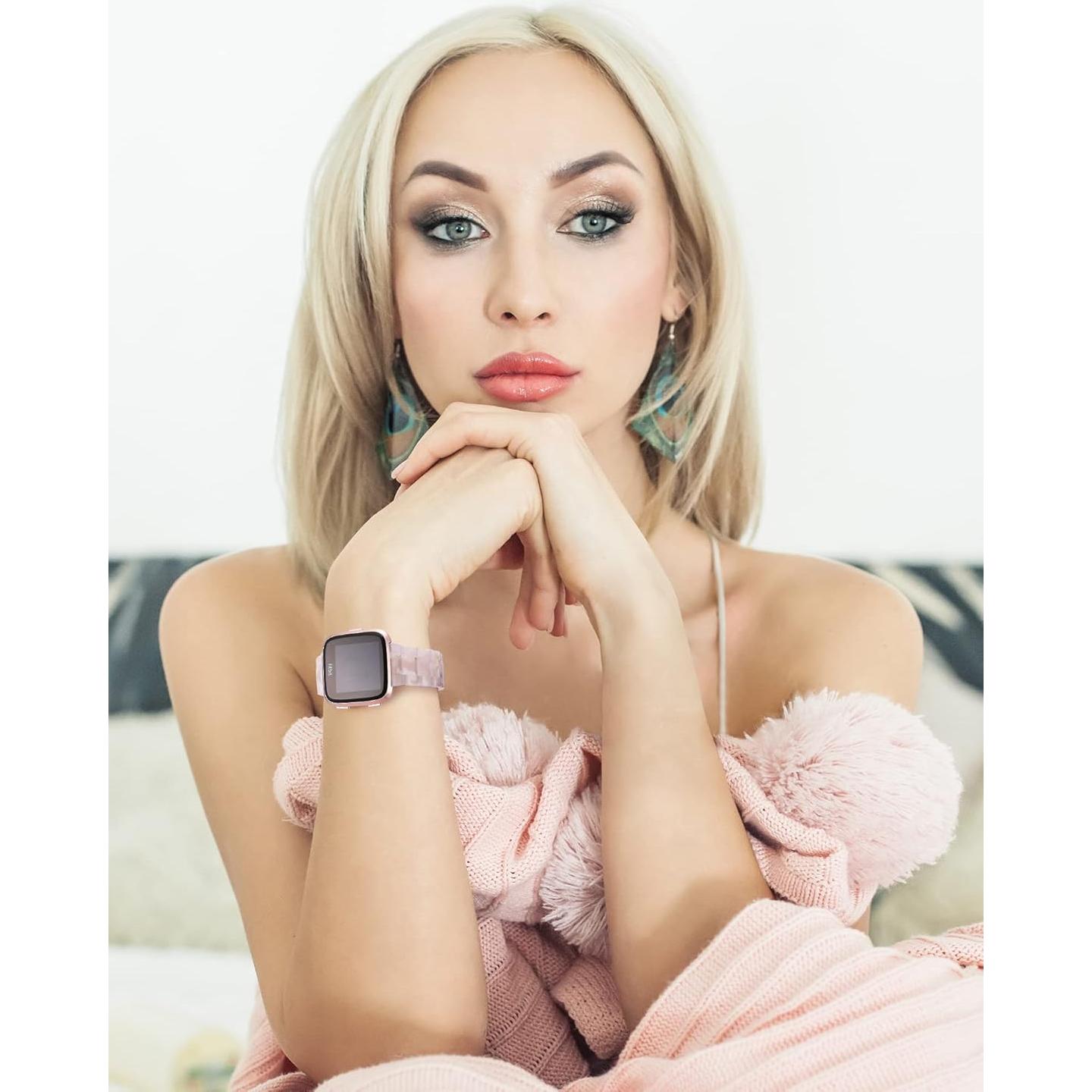 Banda de Resina Wearlizer para Fitbit Versa 2 - Flor Rosa