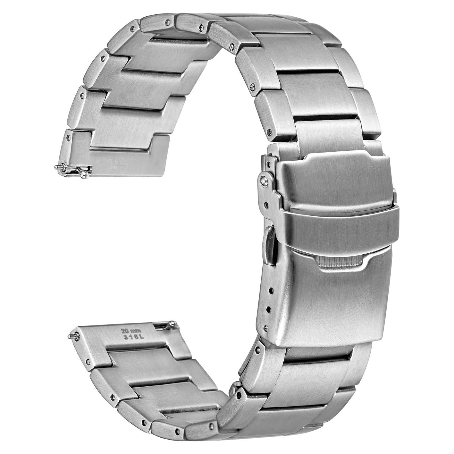 Banda de Reloj de Metal WOCCI 24mm Acero Inoxidable Plata