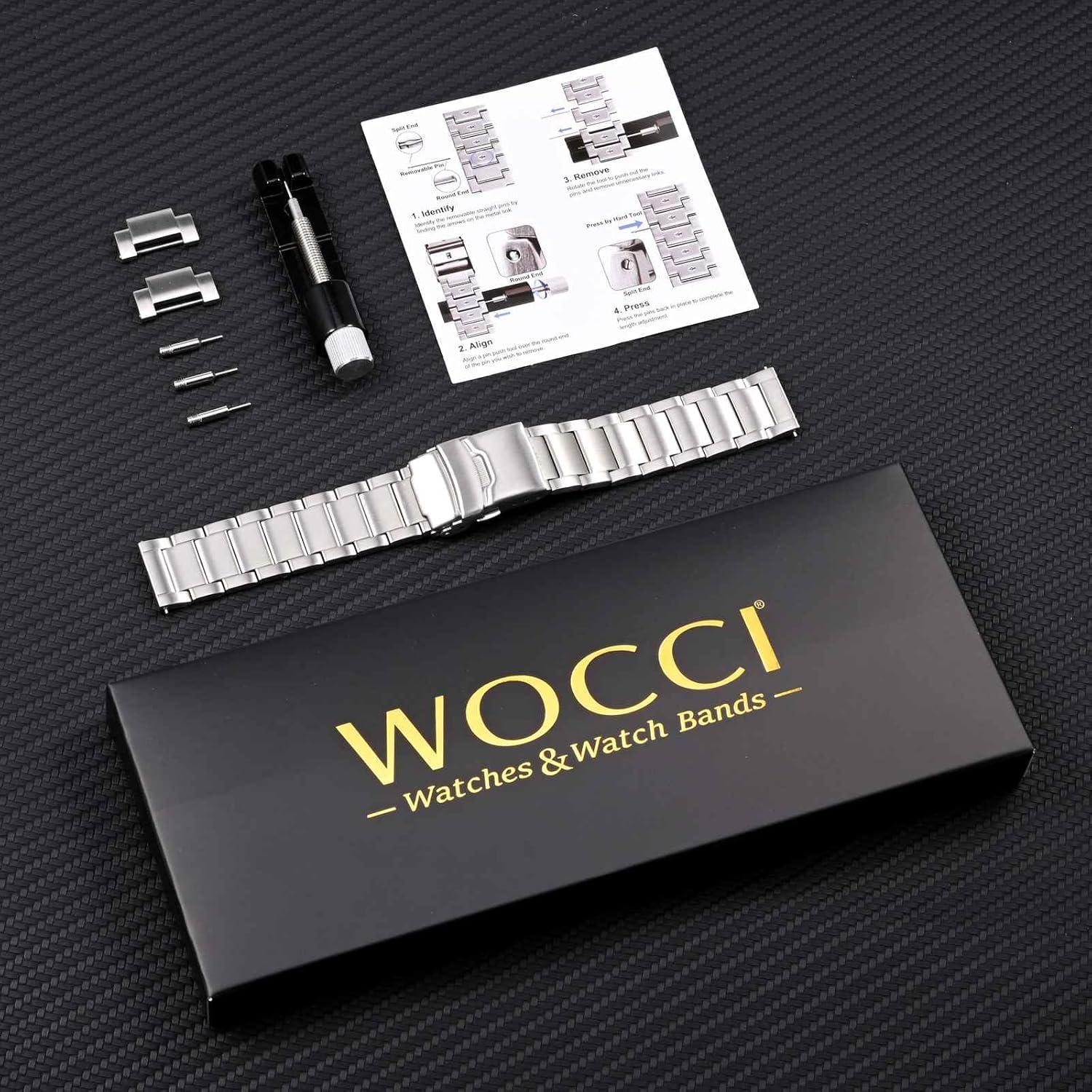 Banda de Reloj de Metal WOCCI 24mm Acero Inoxidable Plata